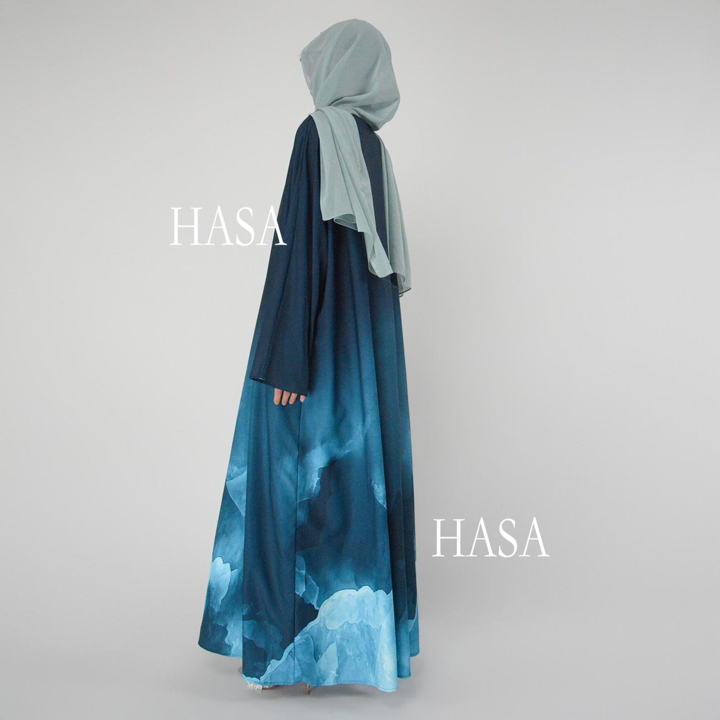 HS6324 Artistic Ombré Brushstroke Summer Kimono Abaya