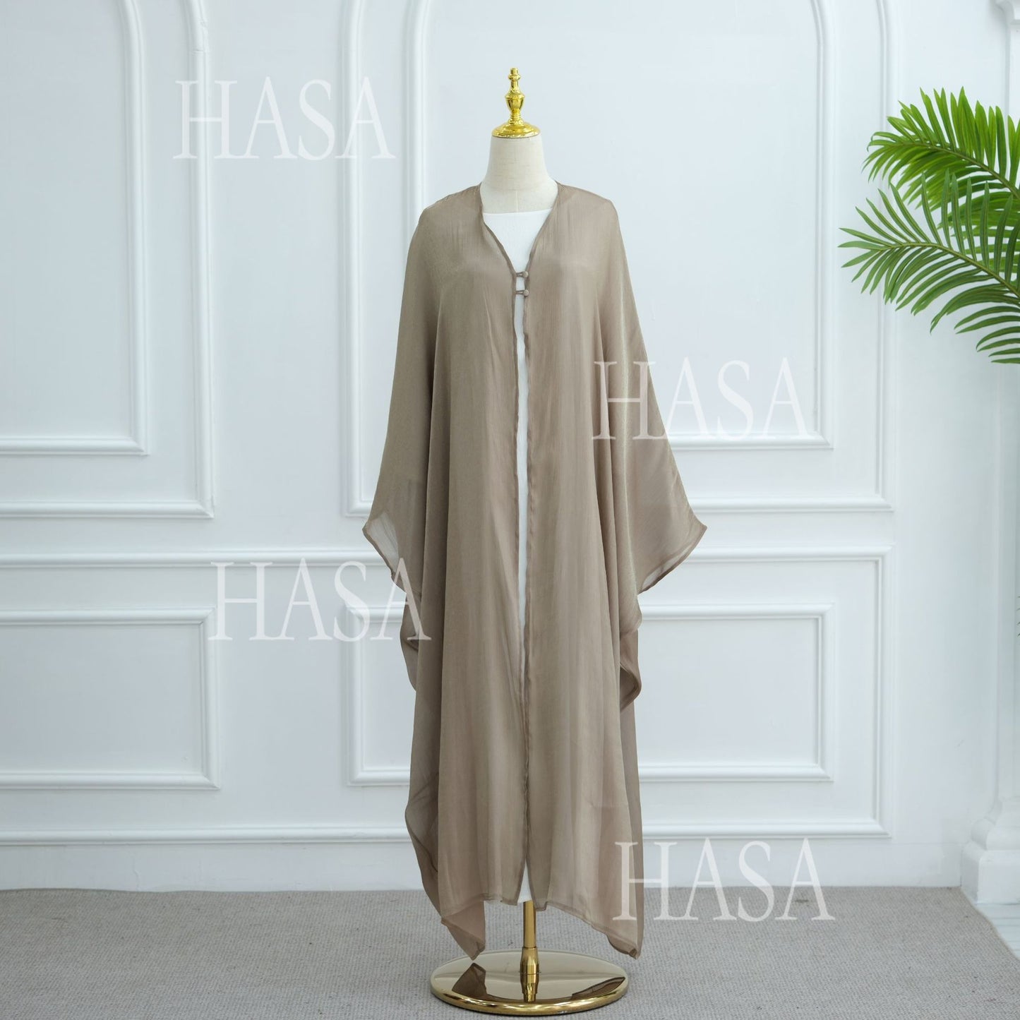 HS6534 Elegant Island Wrinkle Texture Solid Color Cardigan Robe