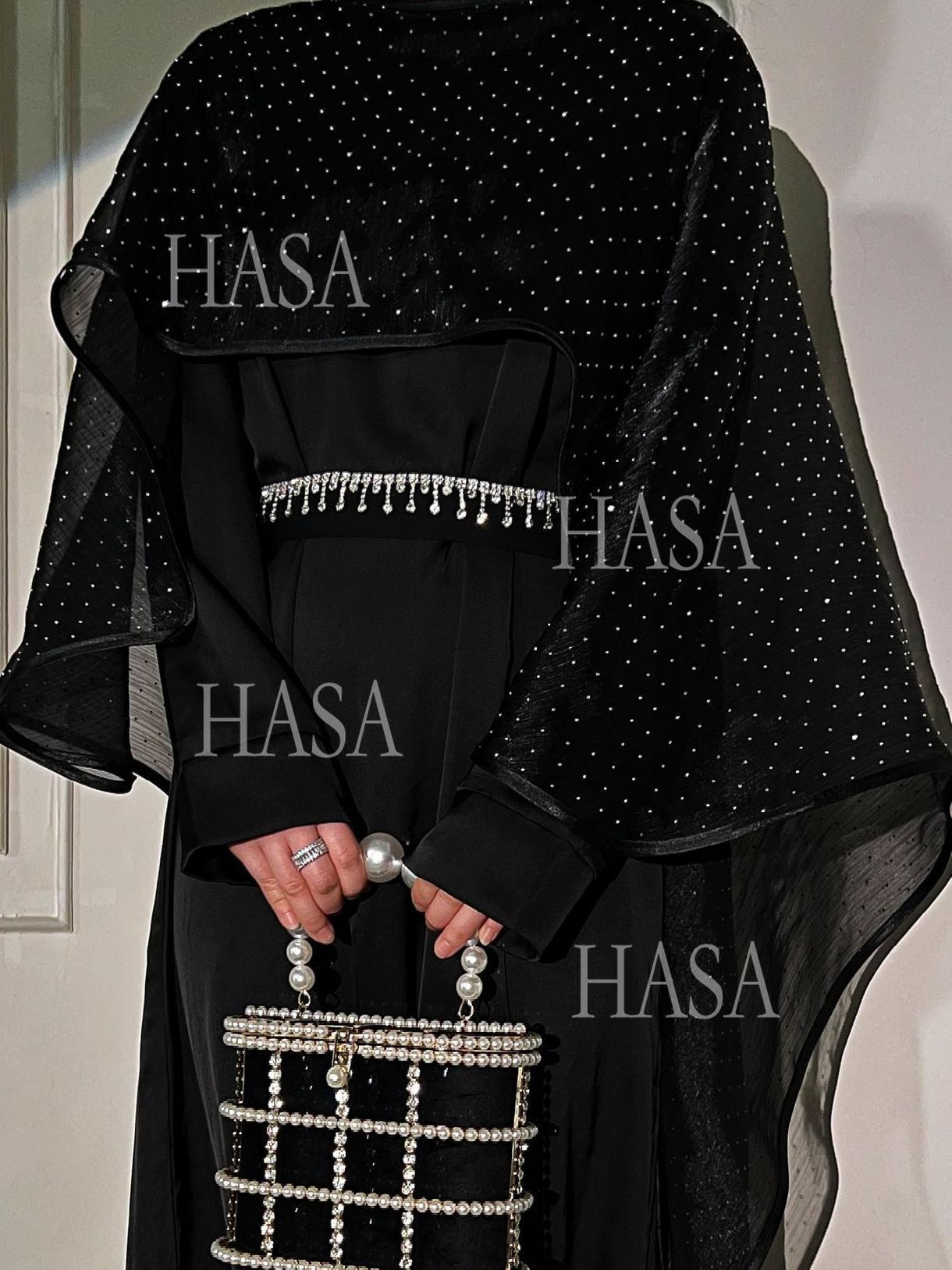 HASA's Series HS6573 Abaya Elegant Cape-style Long Dress