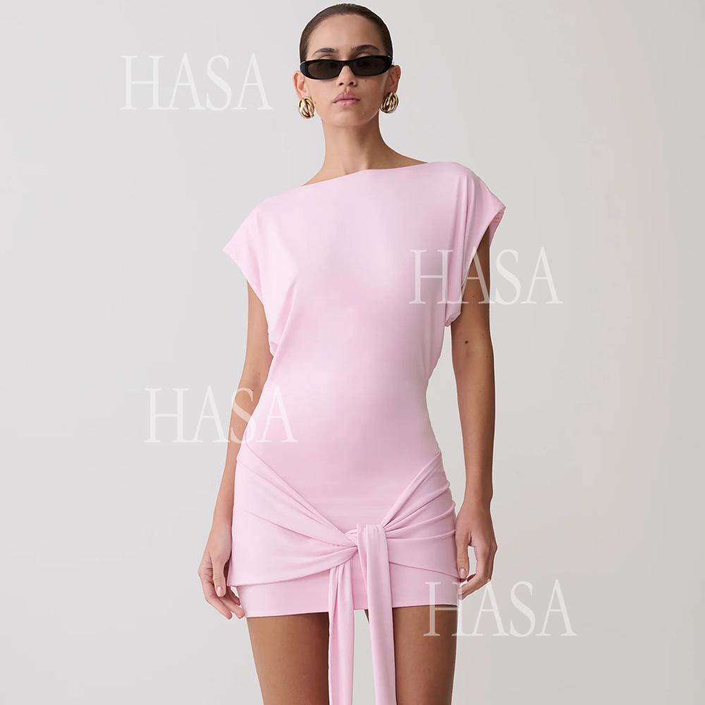 HASA HS6770 Minimal Chic Short Sleeve Mini Dress