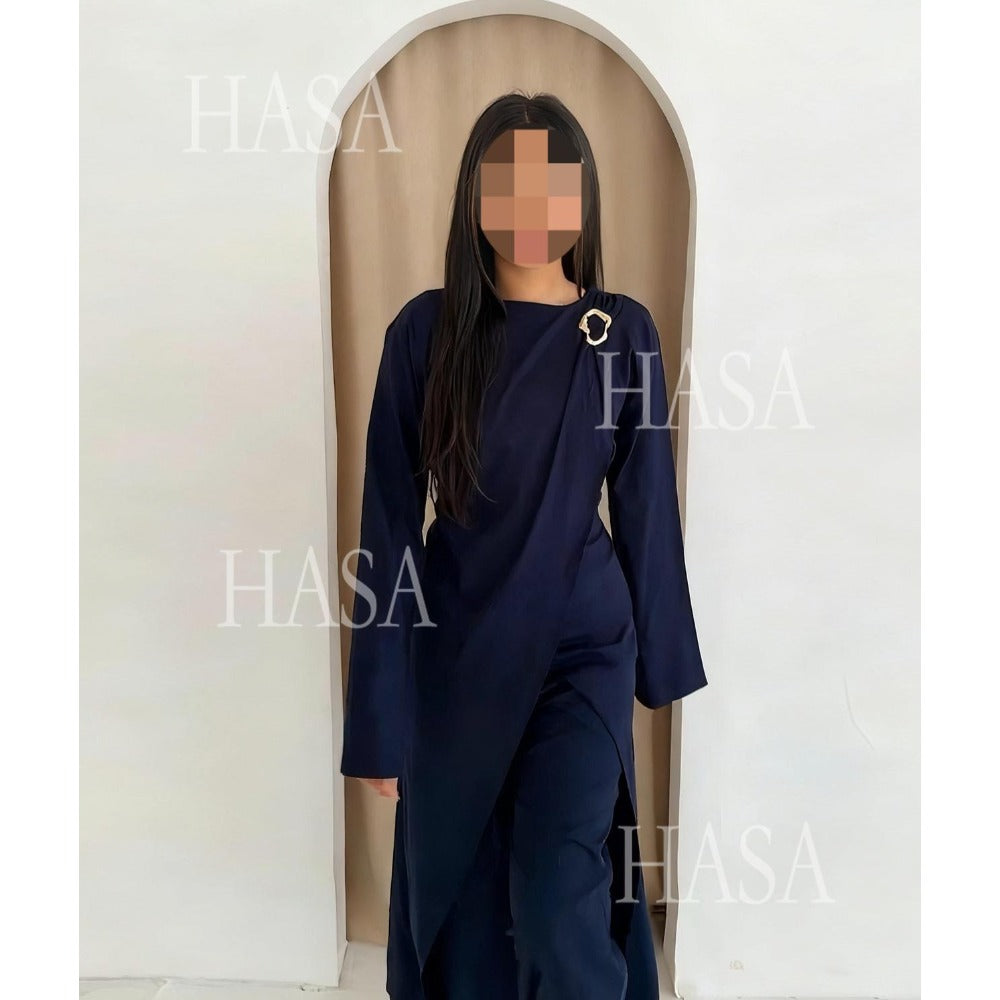 HS6605 Stylish asymmetrical two-piece set (with optional headscarf)