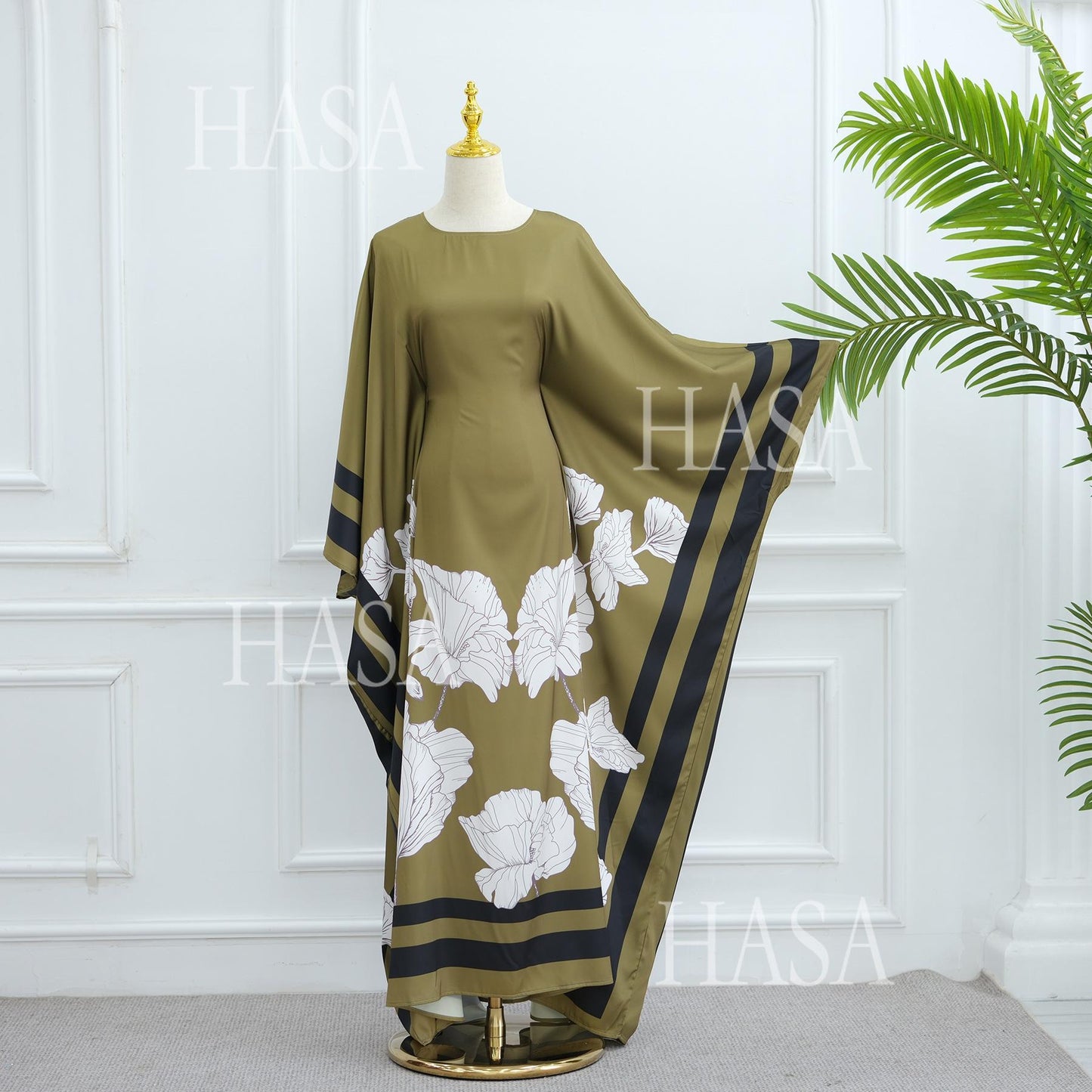 HS6556 Colorblock Print Cardigan Robe Dress
