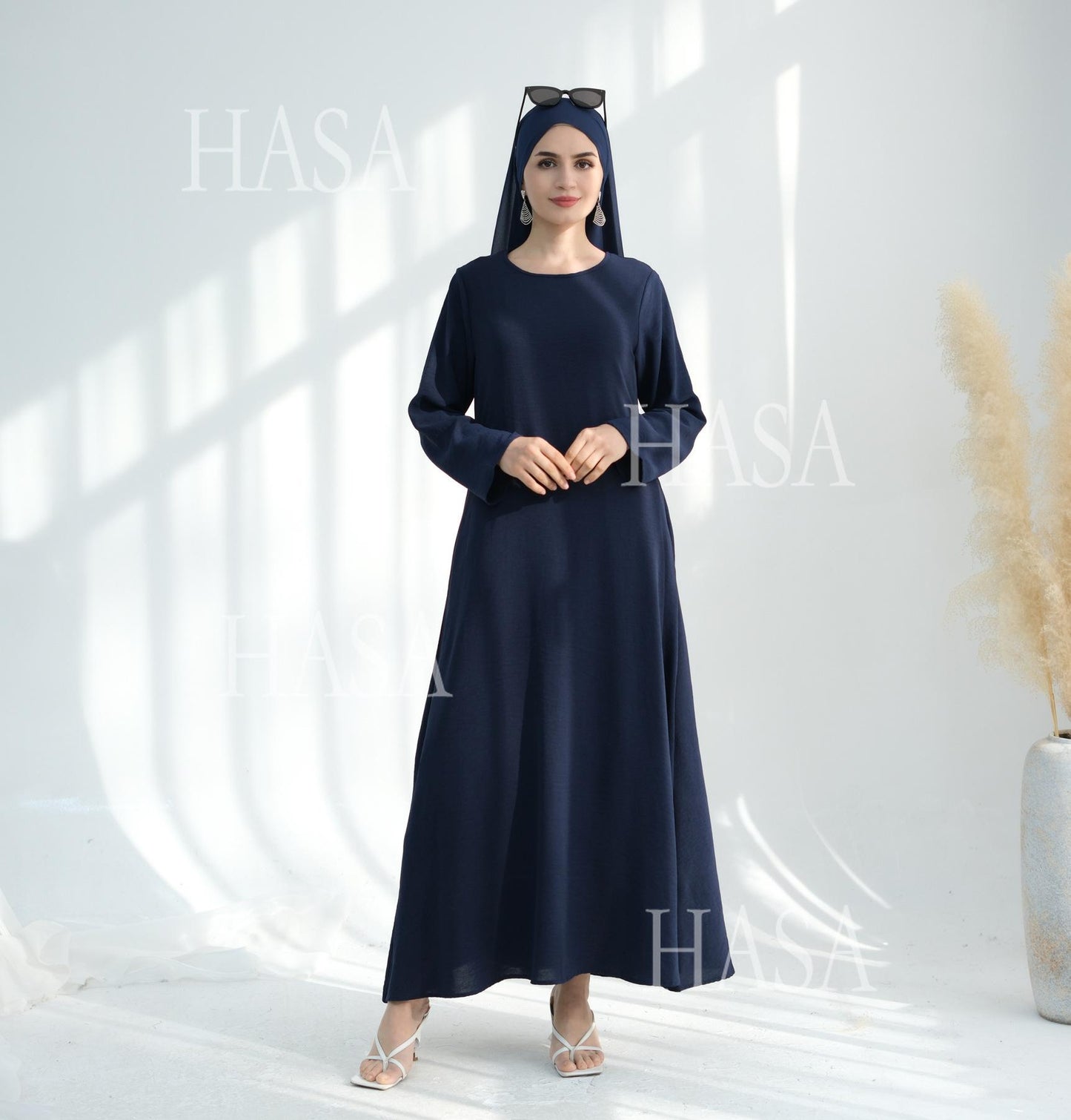 HS6513 Double-layered sleeve chiffon cardigan two-piece robe abaya (headscarf not included)