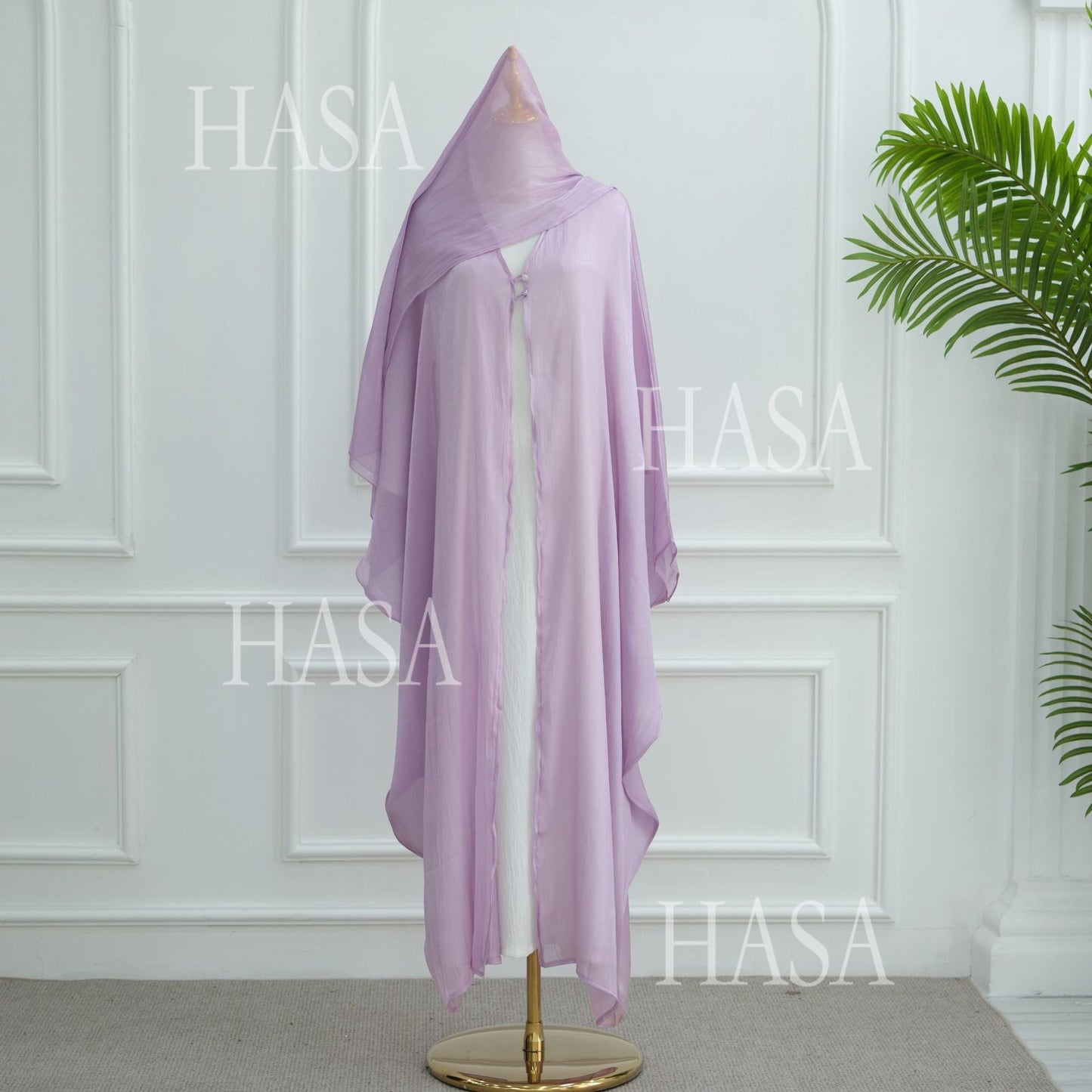 HS6534 Elegant Island Wrinkle Texture Solid Color Cardigan Robe
