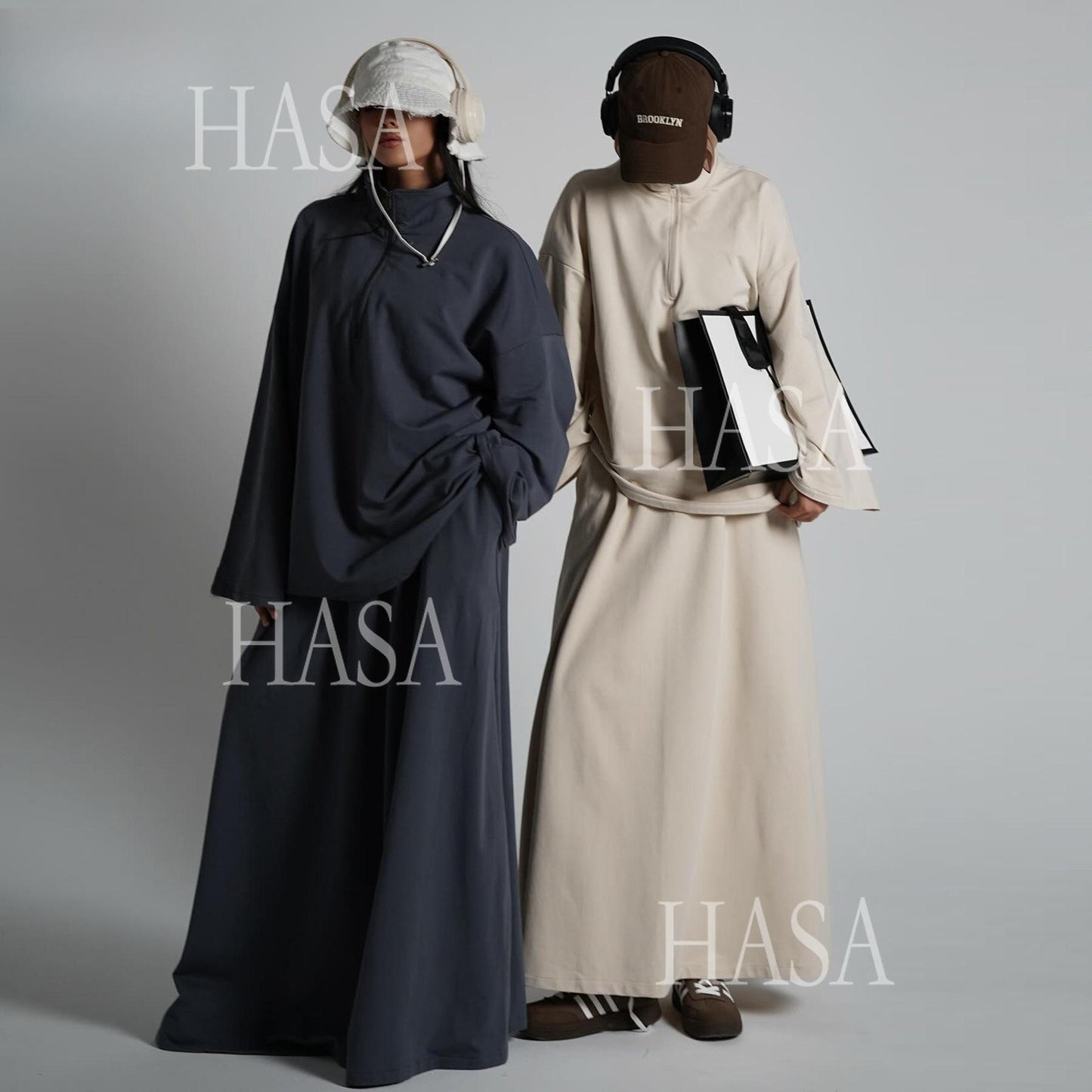 HASA HS6783 Cool Streetwear Maxi Skirt and Loose Top Set