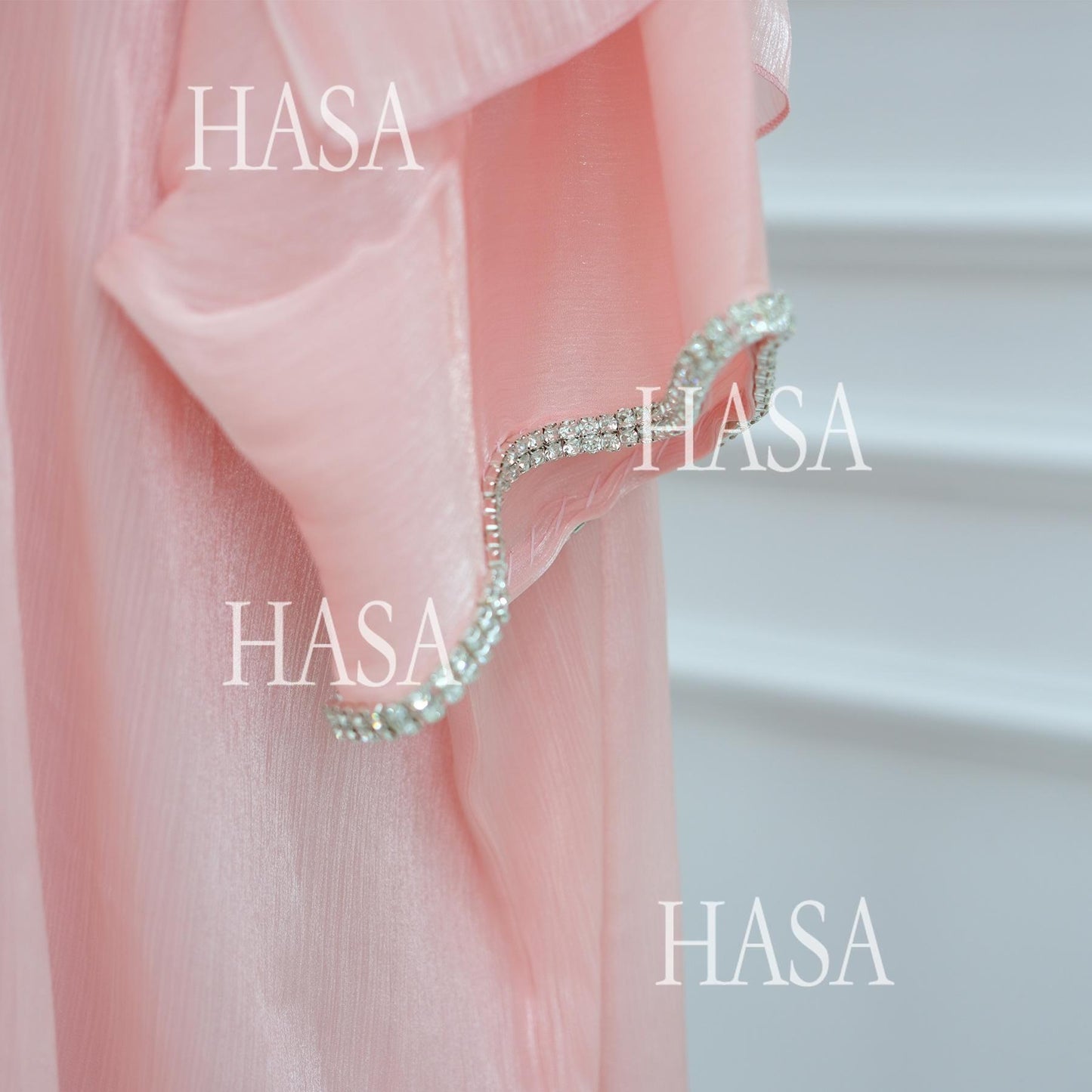 HS6553  Two-Piece Solid Abaya with Beaded Details and Matching Scarf Option