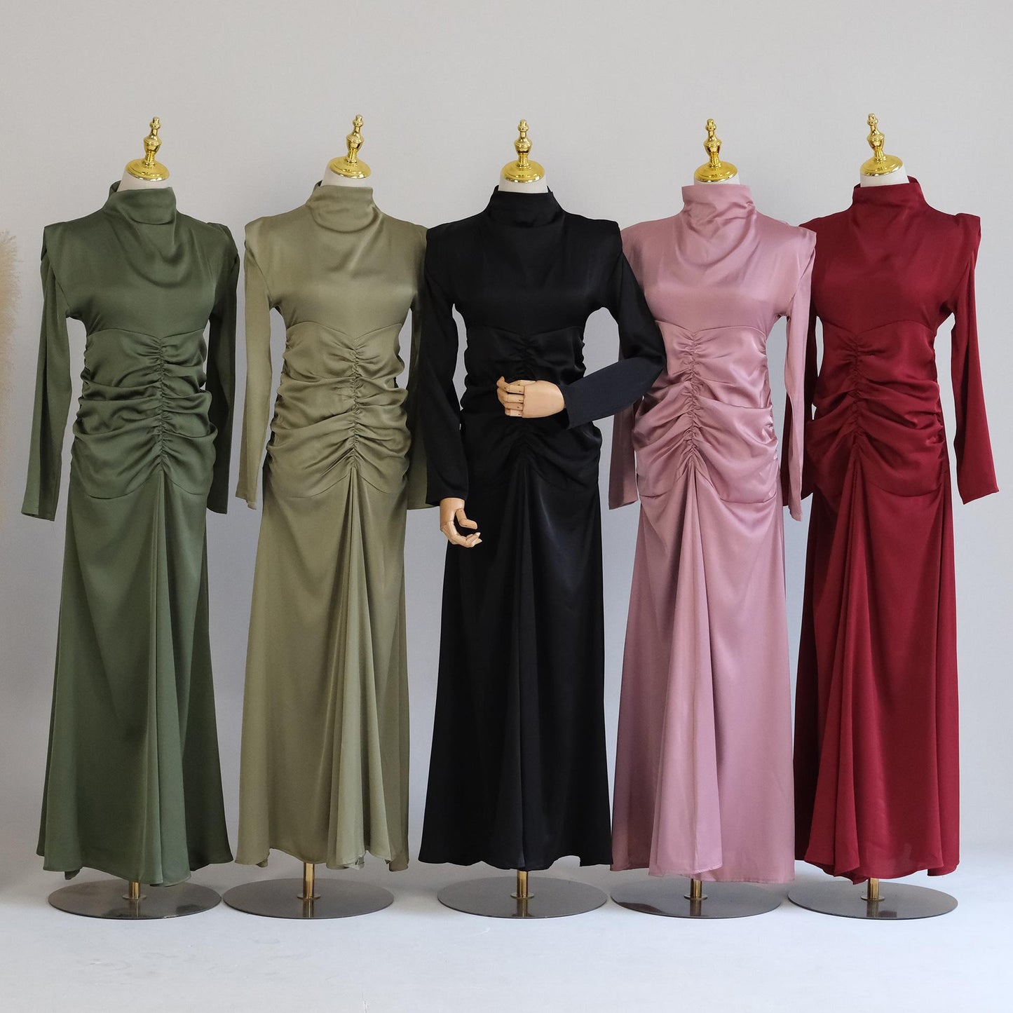 Robe de chambre amincissante à col montant de couleur unie HASASERIES HS1020