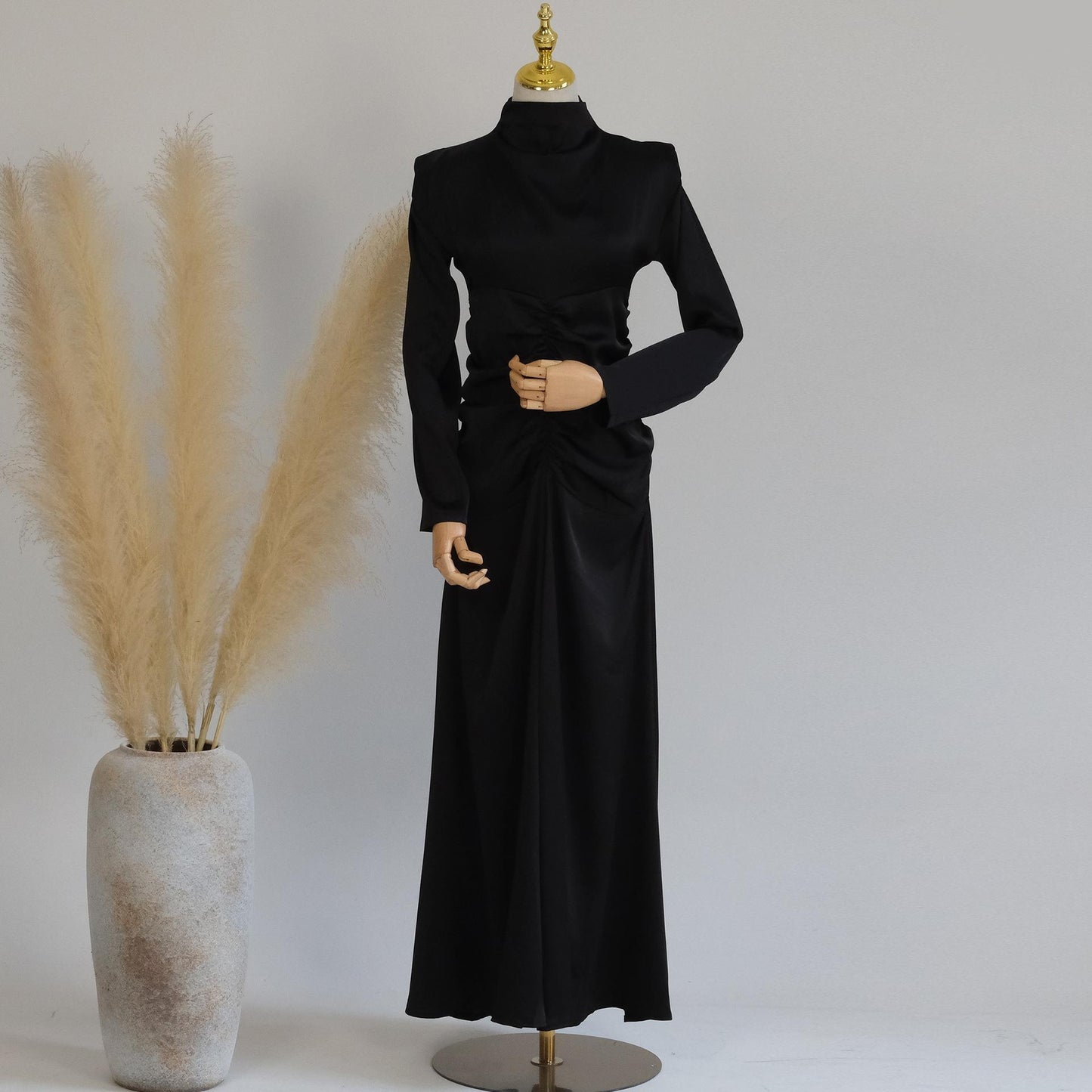 Robe de chambre amincissante à col montant de couleur unie HASASERIES HS1020