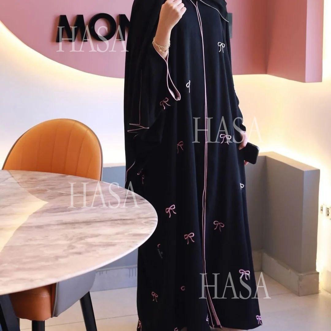 HASA HS6557 Elegant Bow-embroidered Robe with Optional Matching Headscarf