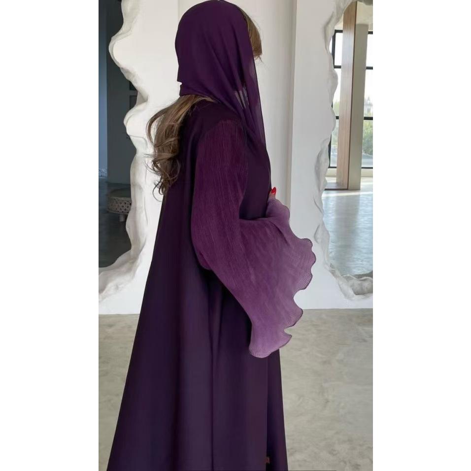 HASASERIES HS6721 Olive Ombre  Green Abaya with Gradient Cuffs
