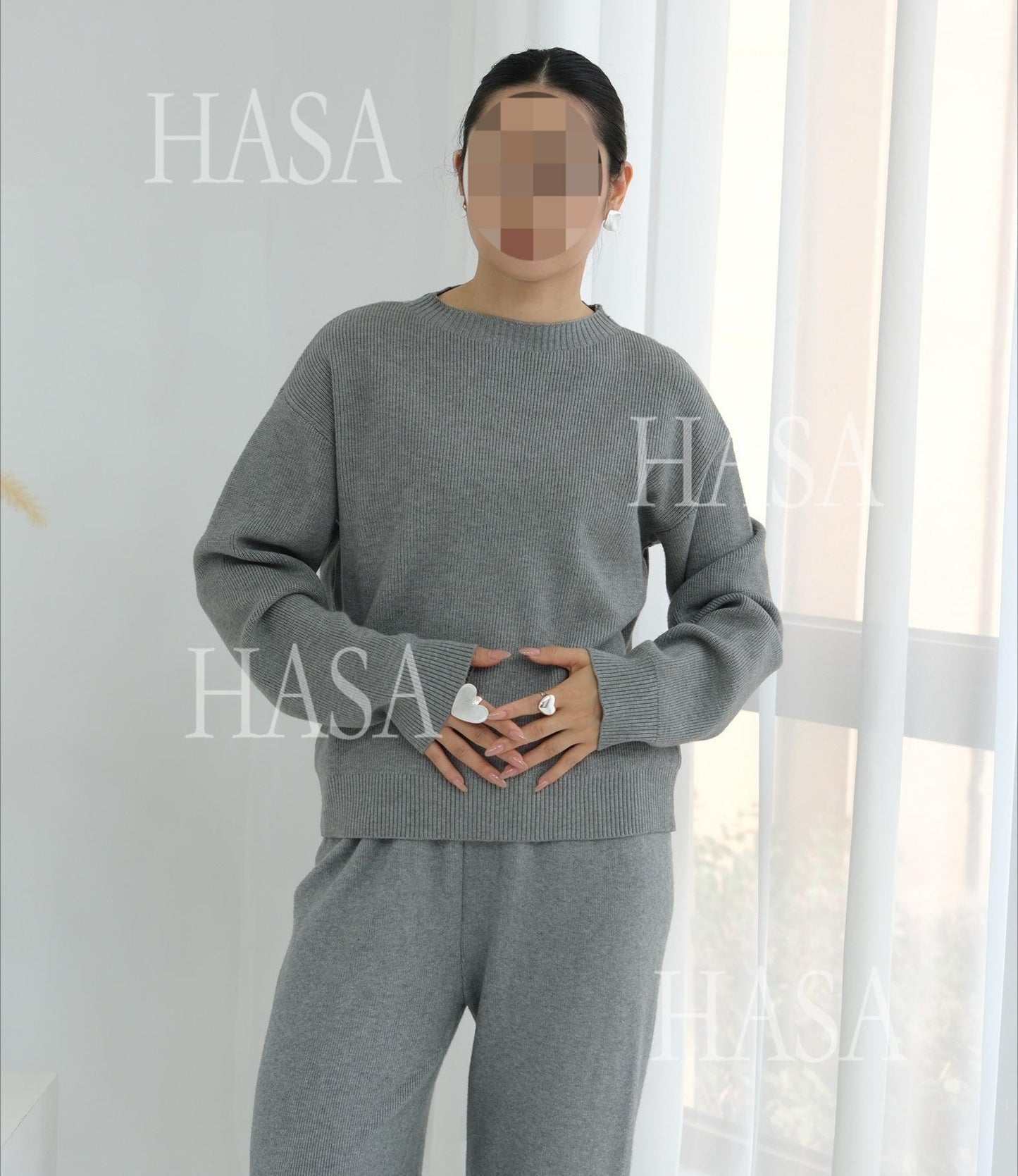HS6595 Autumn and Winter Thickened Knitted Suit (Not Including Headscarf) | Simple Solid Color Two-Piece Suit