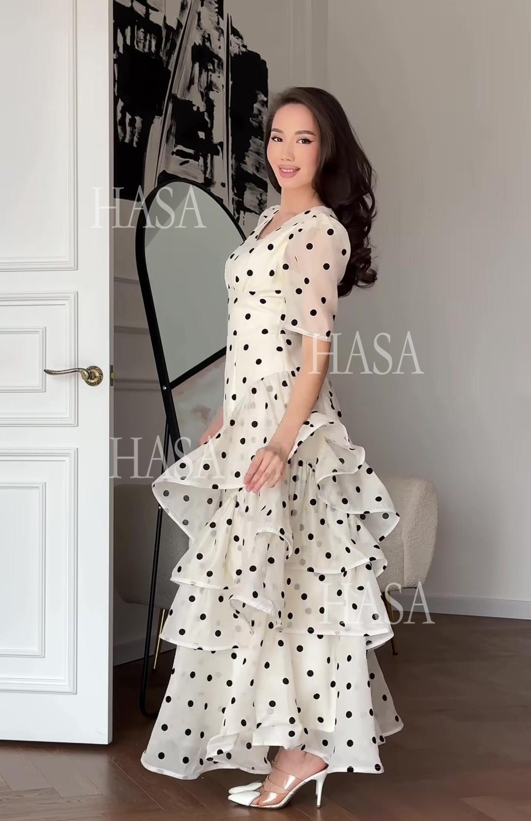 HS6749 Soft Girl Polka Dot Maxi Dress