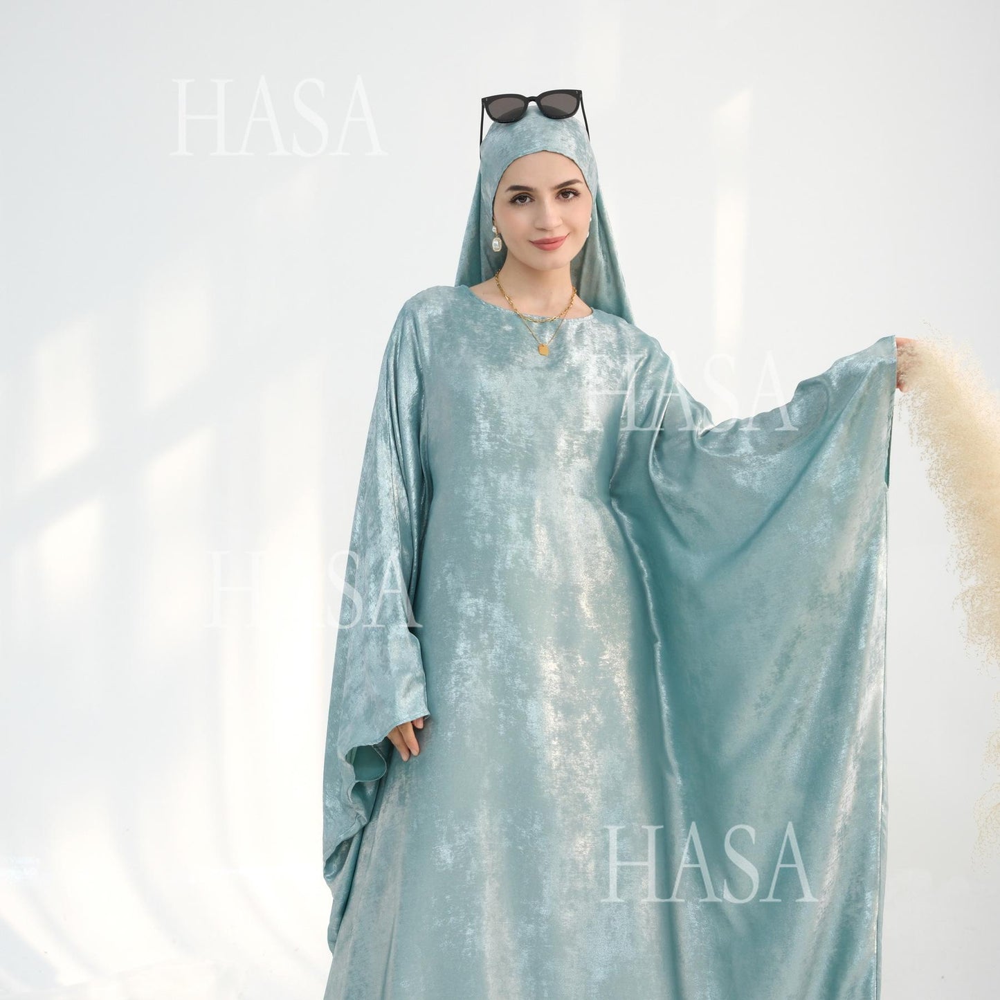 HS5879 Light-sensing Two-piece Dress | with Headscarf Design, The Overall Matching Is More Worry-free