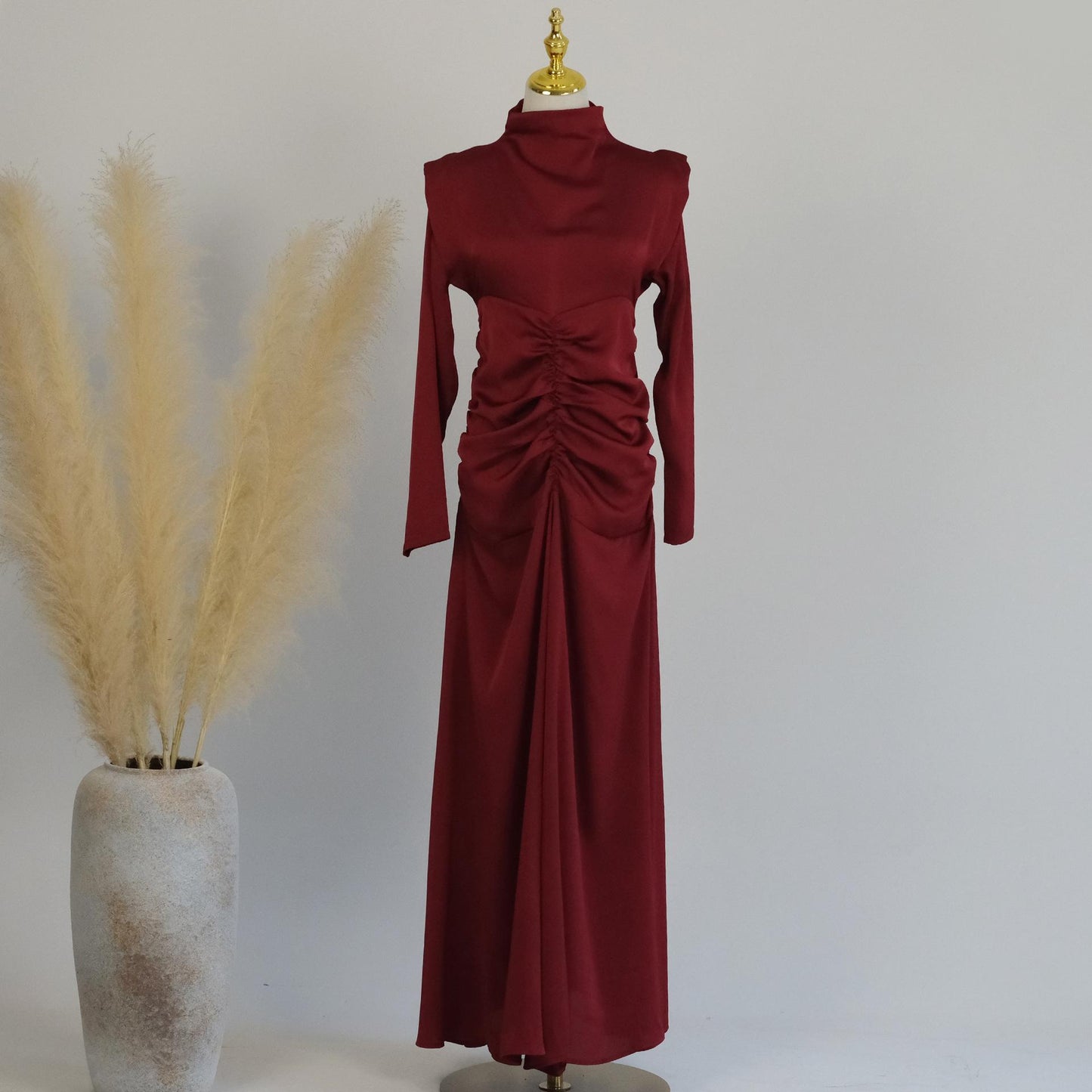 Robe de chambre amincissante à col montant de couleur unie HASASERIES HS1020