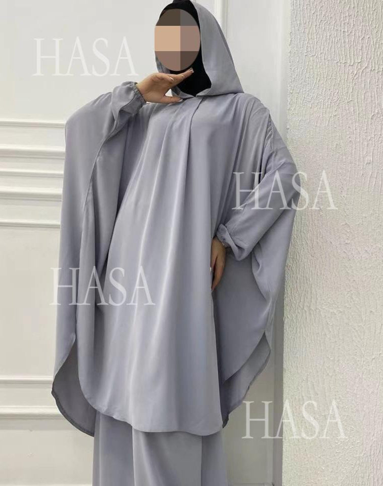 HS6583 Solid Color Long Robe Dress with Wide Swing Design