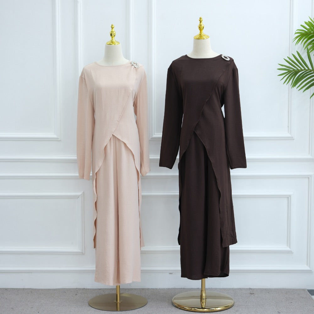 HS6605 Stylish asymmetrical two-piece set (with optional headscarf)