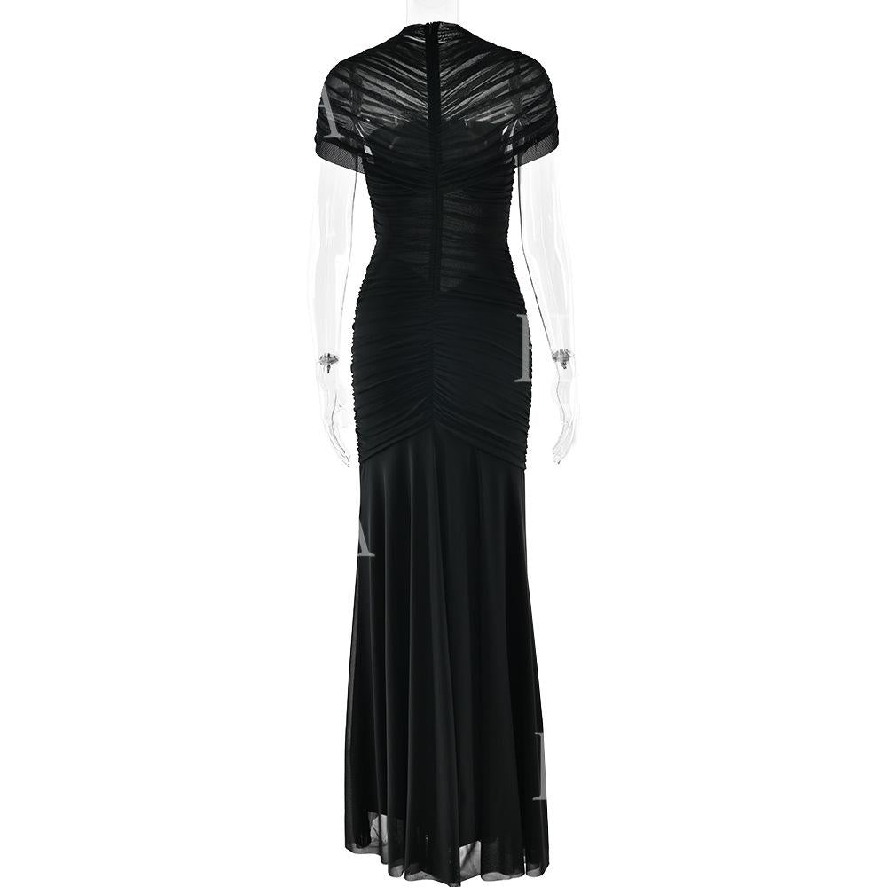 HASA HS6769 Luxury High Neck Body Sculpt Maxi Dress