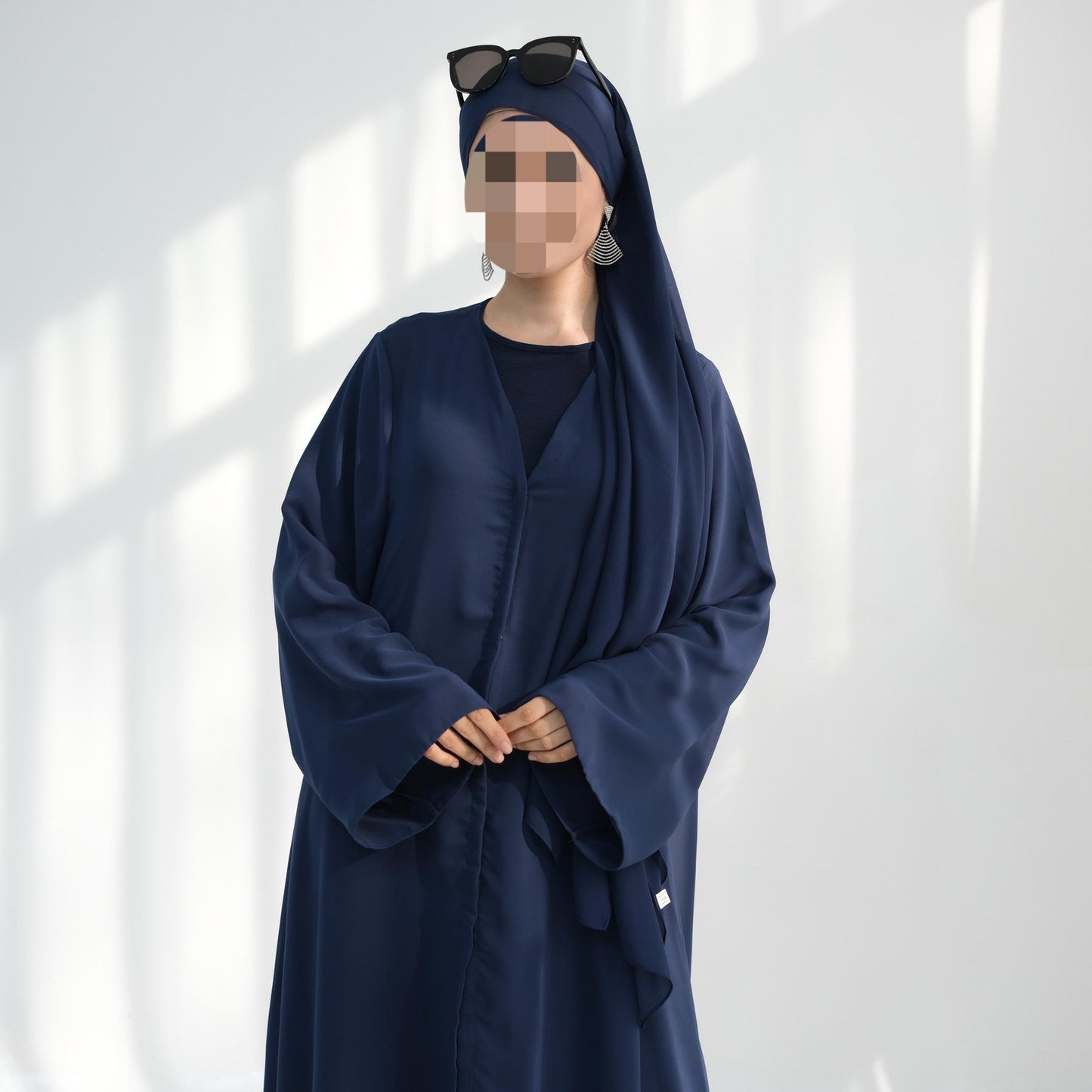 HS6513 Double-layered sleeve chiffon cardigan two-piece robe abaya (headscarf not included)