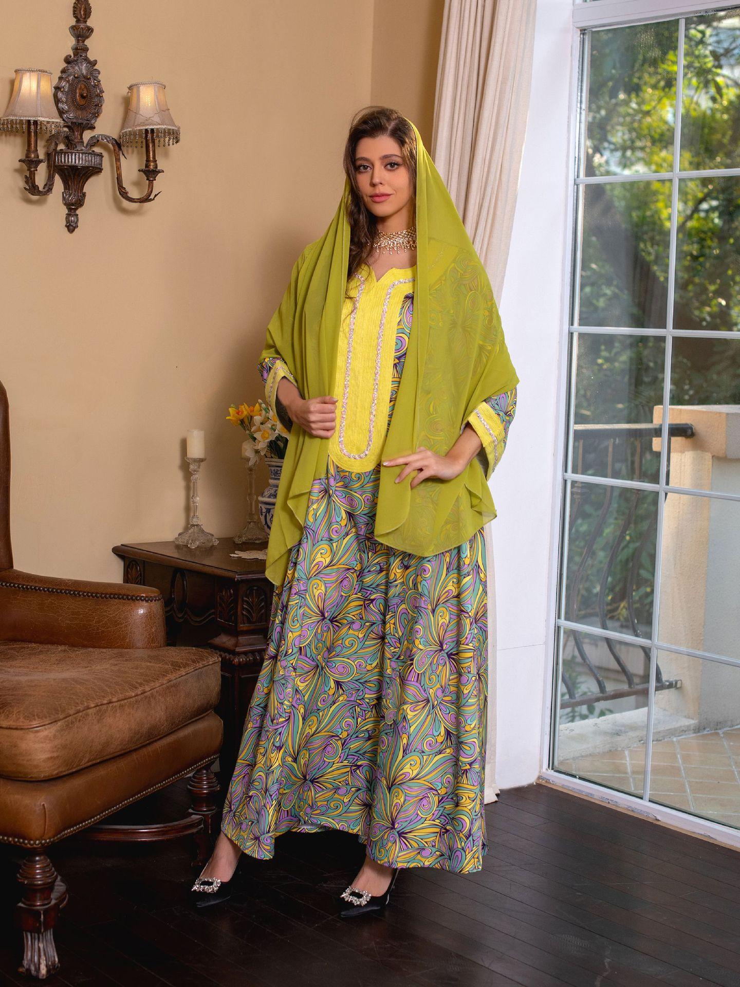 Robe musulmane brodée à diamants chauds HASASERIES HS1074