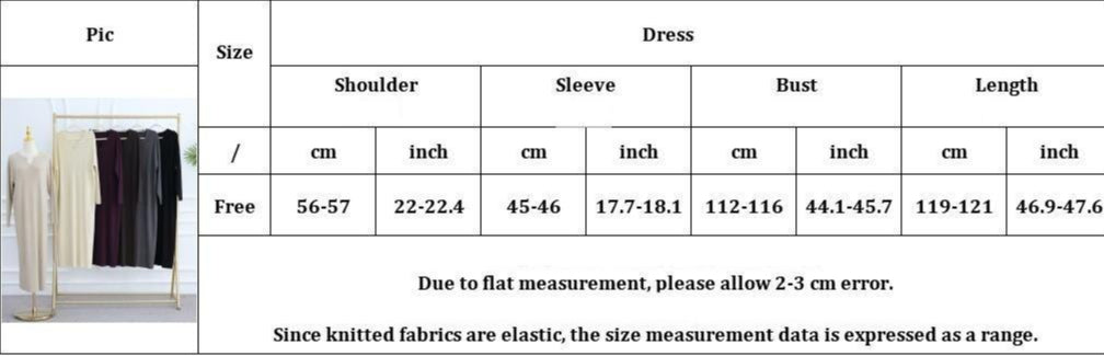 HS6598 Autumn and Winter Knitted Dress, Long Solid Color (headscarf Not Included)