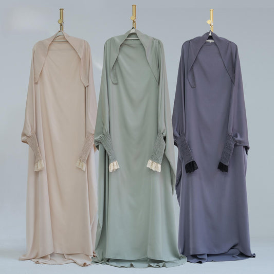 HASASERIES HS0721 Solid Color Robe Dress with A Large Swing