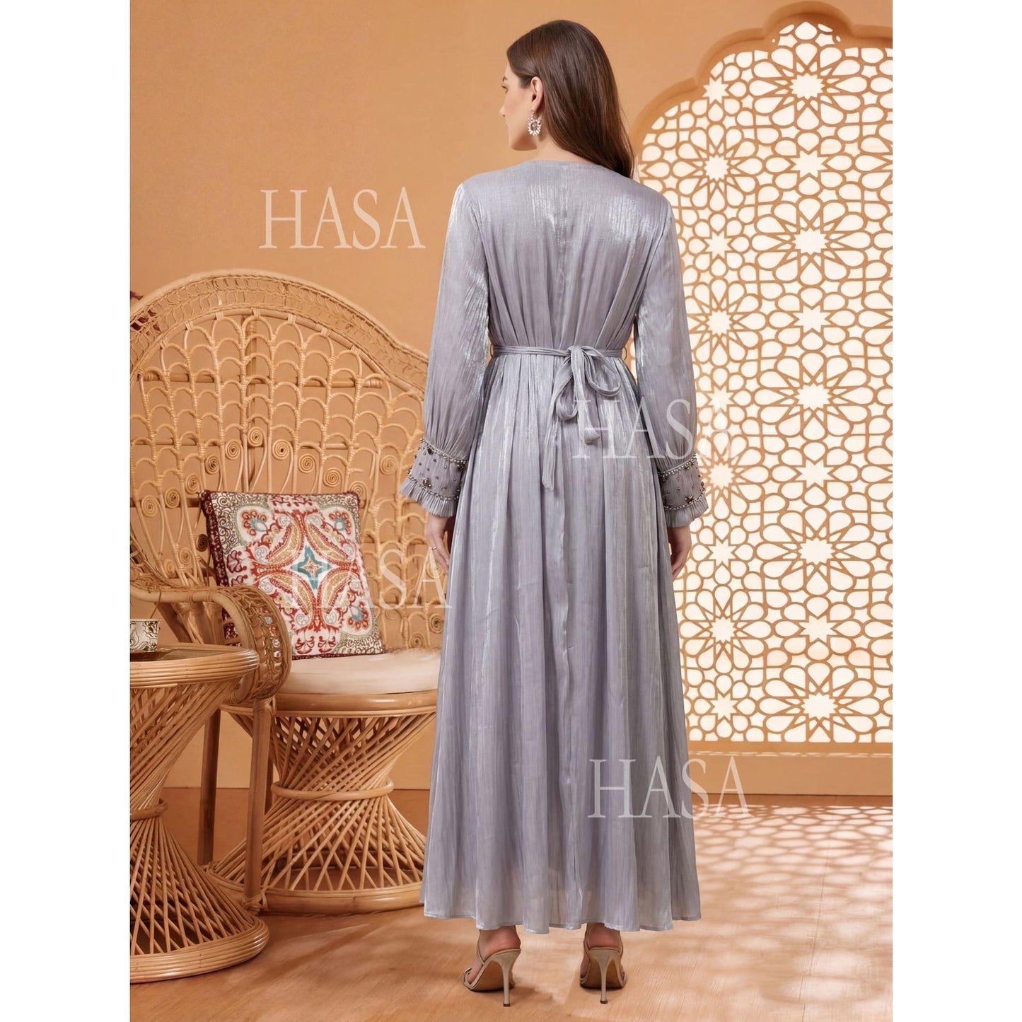 HASA HS6760 Elegant Flowing Occasion Abaya