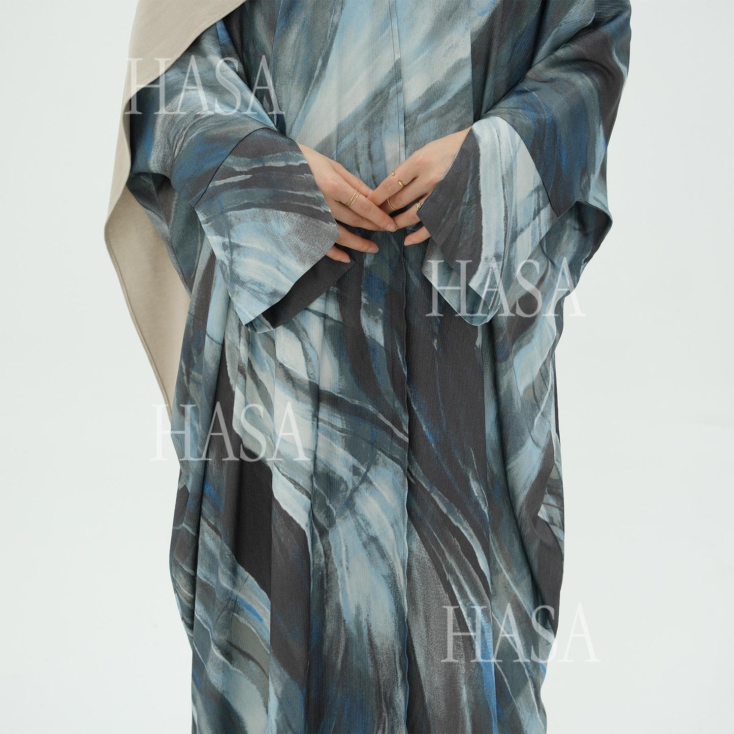HS6509 Abstract Printed Loose Abaya (Headscarf Not Included)