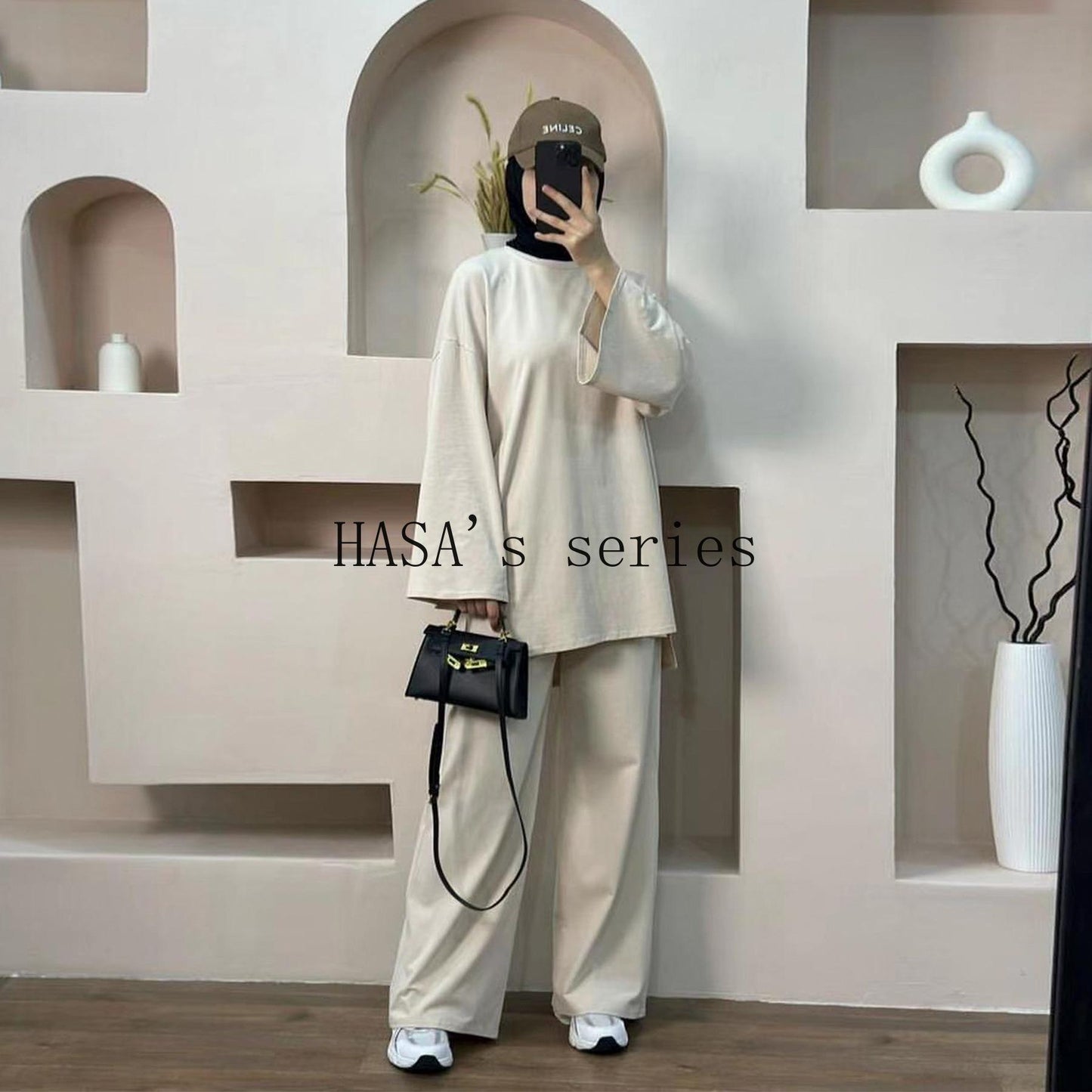 HS5488 Fashionable and Comfortable Loose Two-piece Suit - Simple Solid Color Design two  piece co  ords