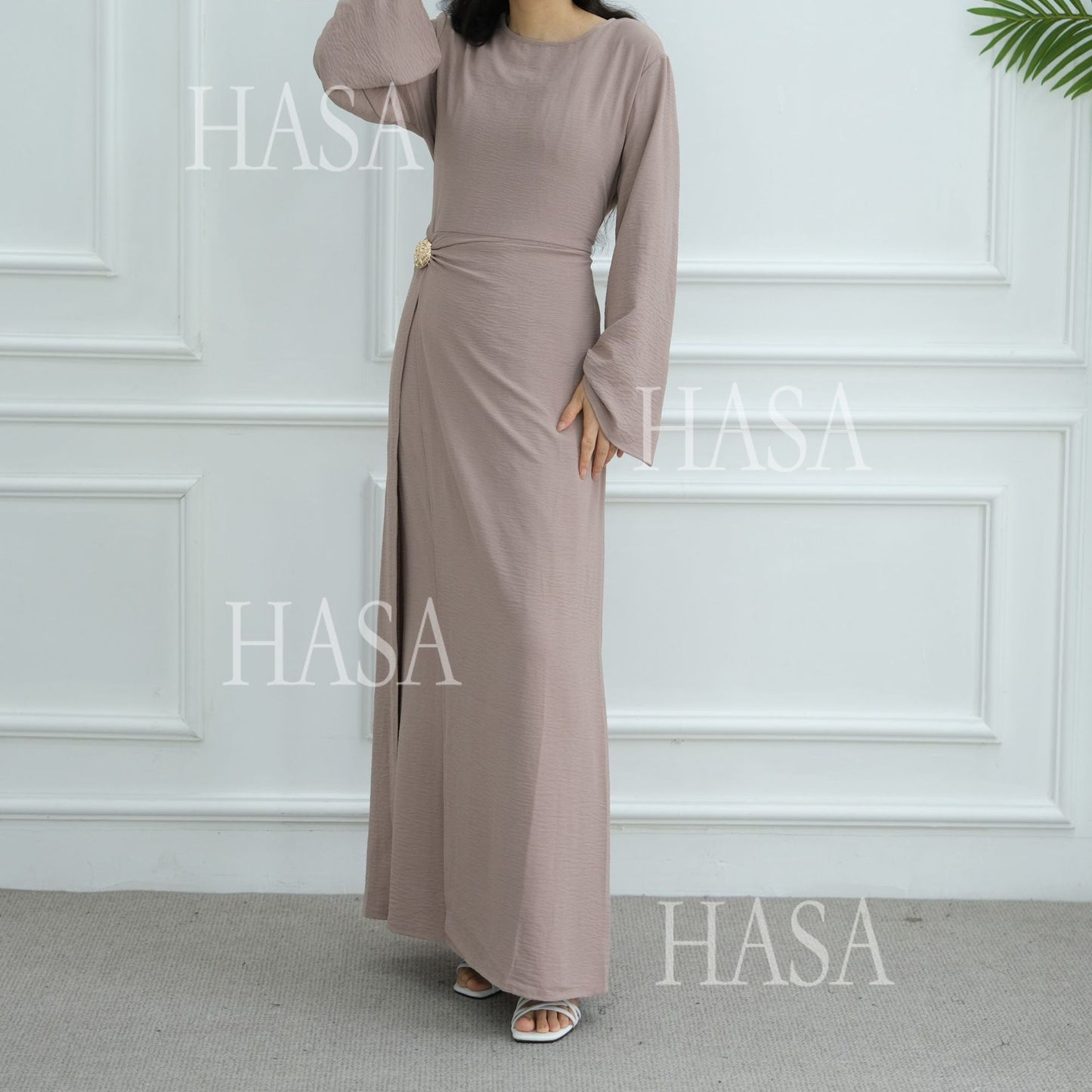 HS6549 Minimalist Abaya with Waist Detail