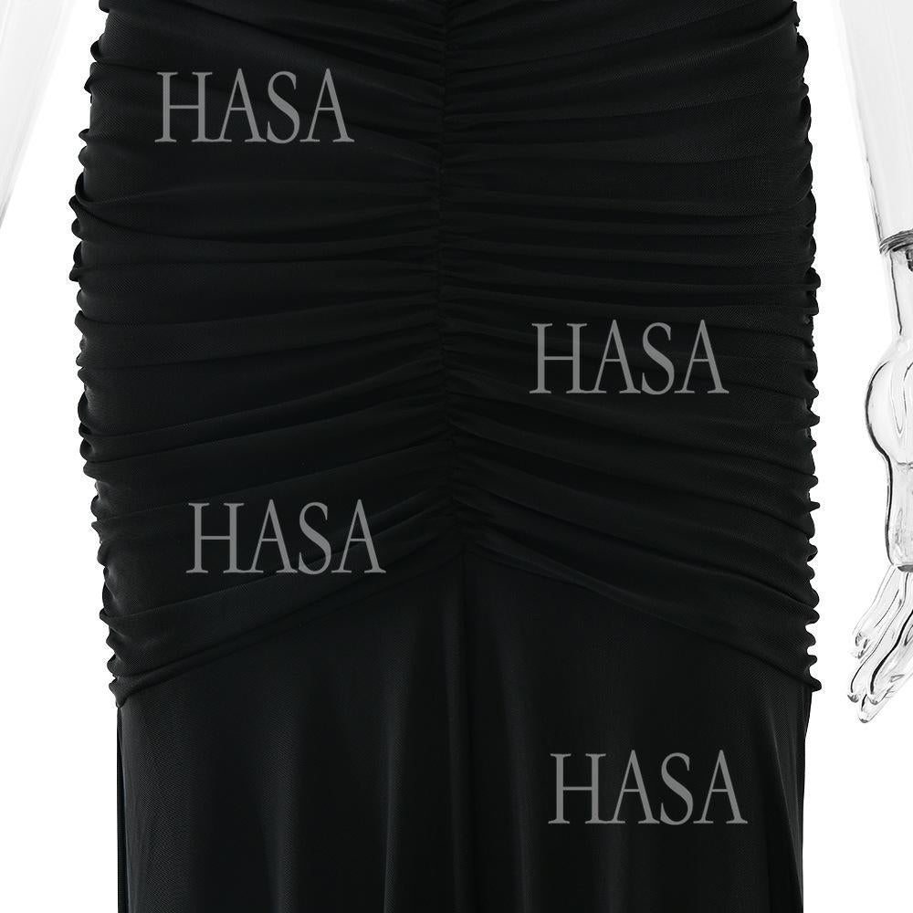 HASA HS6769 Luxury High Neck Body Sculpt Maxi Dress