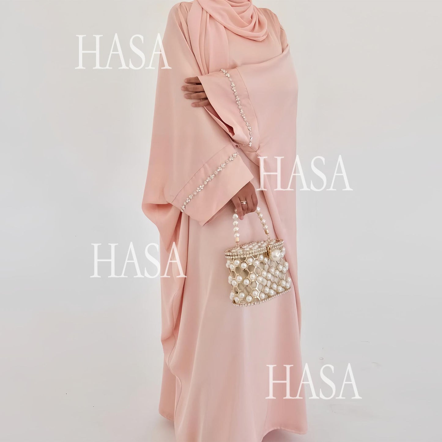 HS5882 A Cardigan Dress with Exquisite Hot Diamond Embellishment and Elegant Details closed abayas