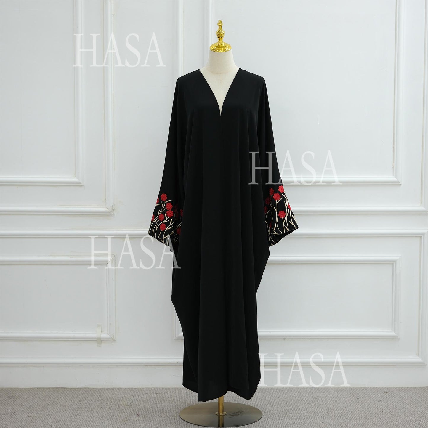HS6529 Embroidered cardigan robe with headscarf, optional inner wear combination