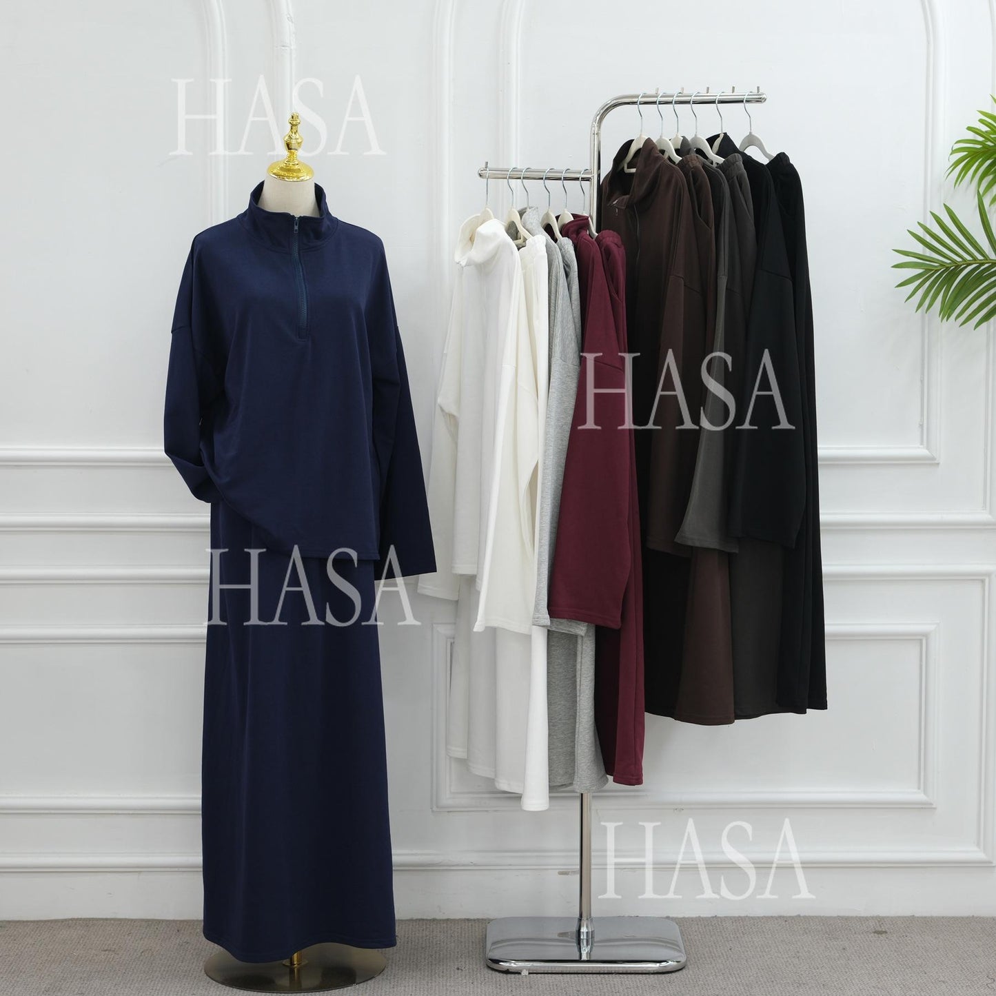 HASA HS6783 Cool Streetwear Maxi Skirt and Loose Top Set