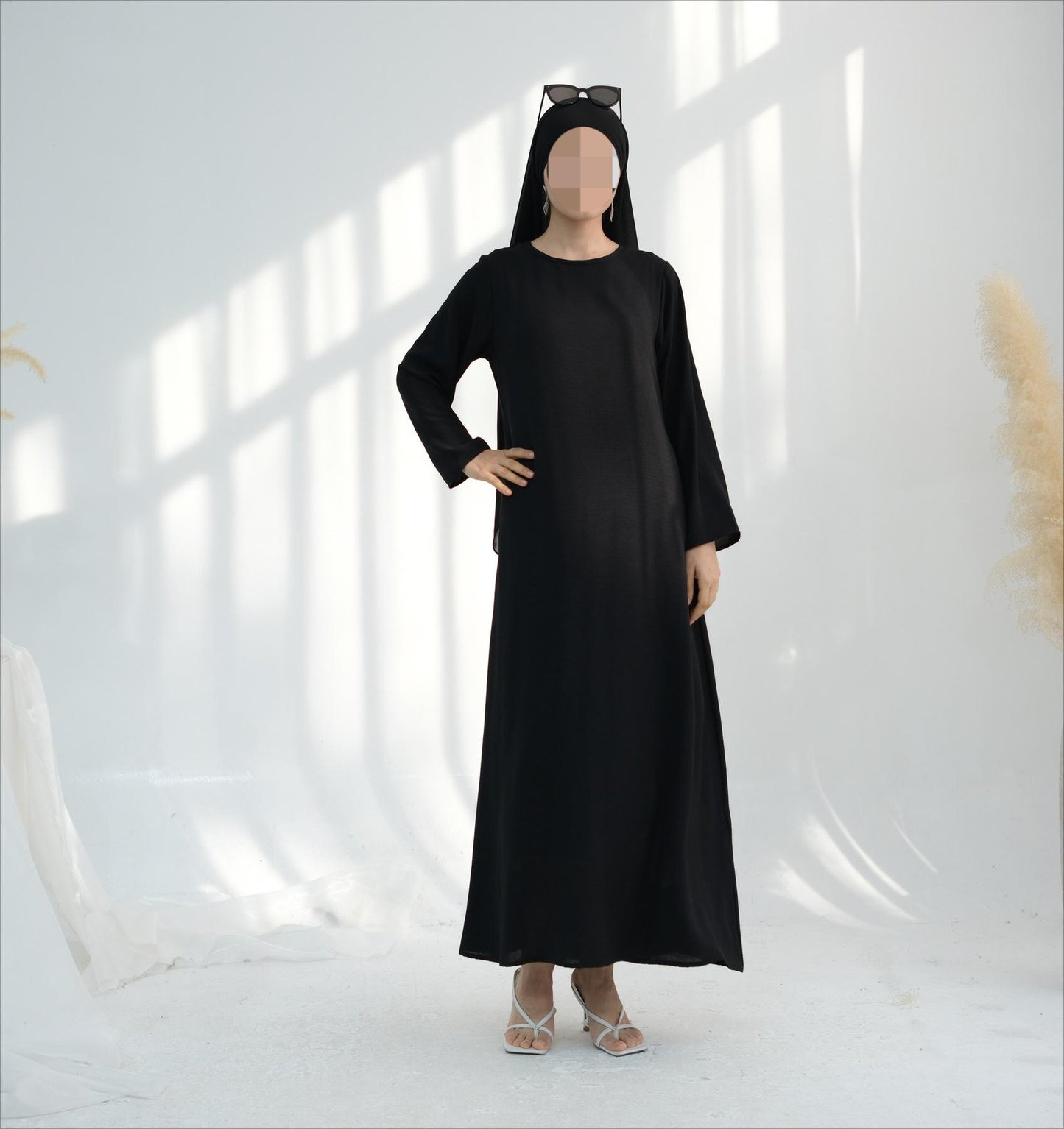 HS6513 Double-layered sleeve chiffon cardigan two-piece robe abaya (headscarf not included)