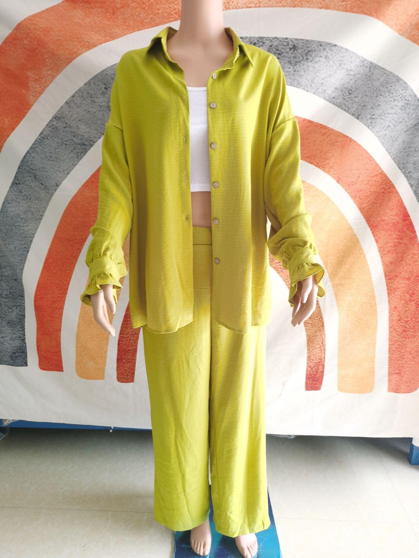 HASASERIES HS0817 2pcs Set Loose Long Sleeved Shirt and Pants