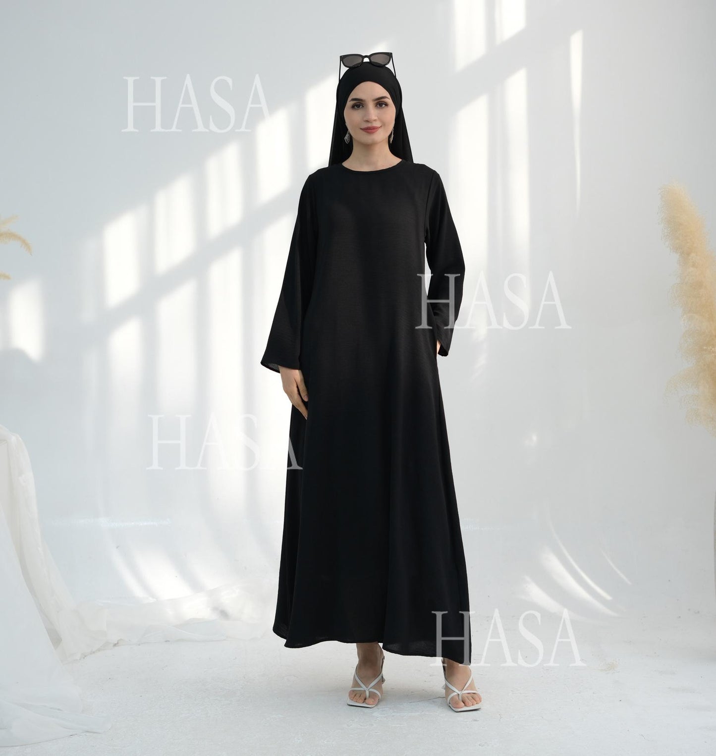 HS6513 Double-layered sleeve chiffon cardigan two-piece robe abaya (headscarf not included)