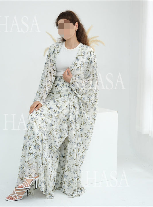 HS6580 Printed cardigan and skirt two-piece set