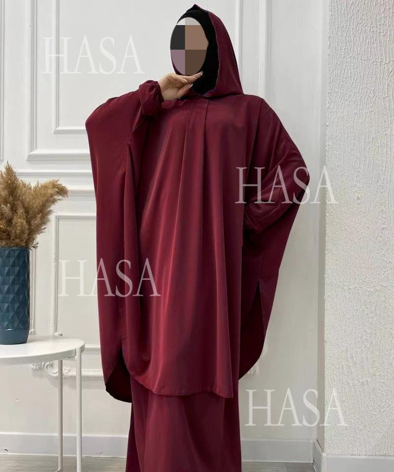 HS6583 Solid Color Long Robe Dress with Wide Swing Design