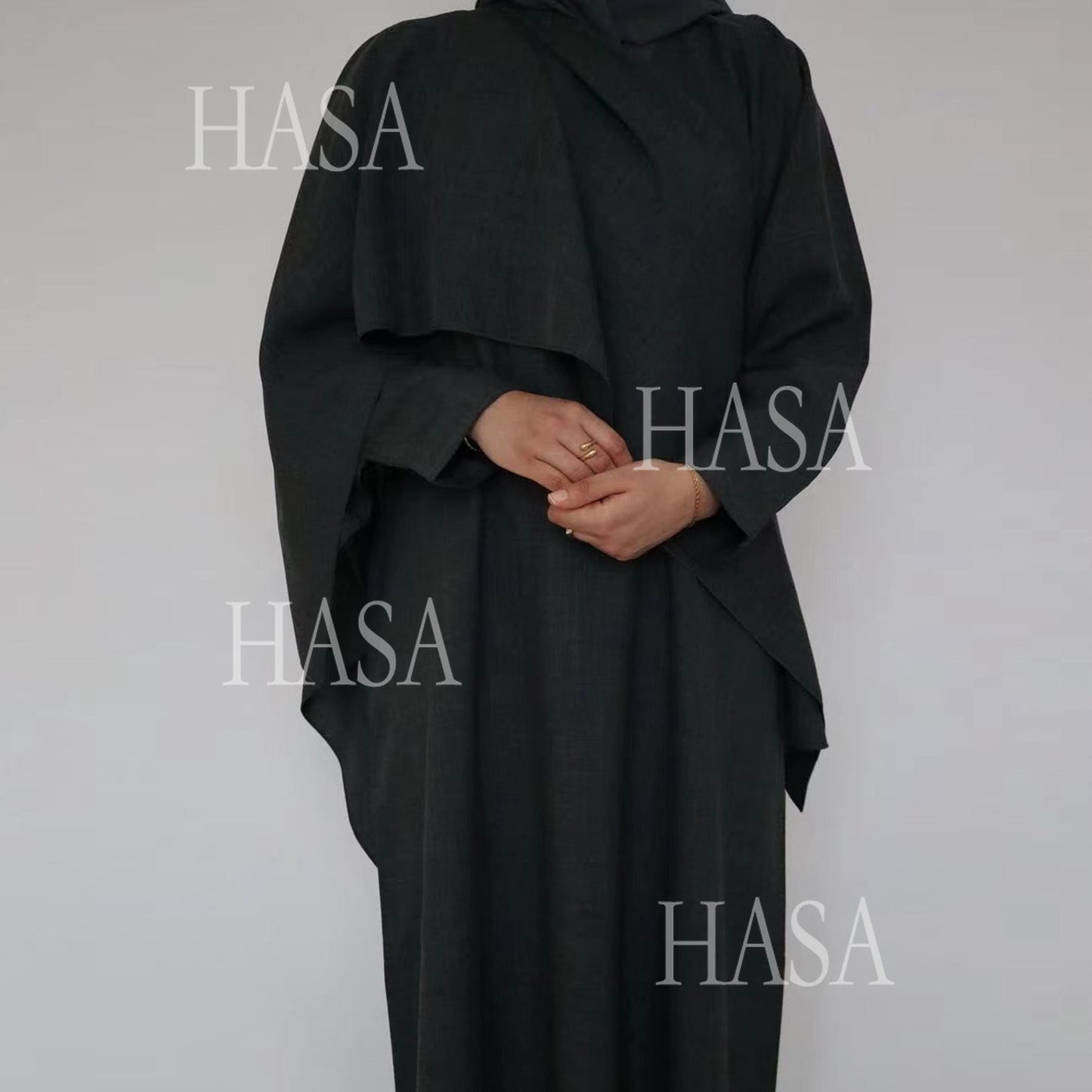 HS6577 Women's Solid Color Two-piece Long Skirt with Shawl Abaya
