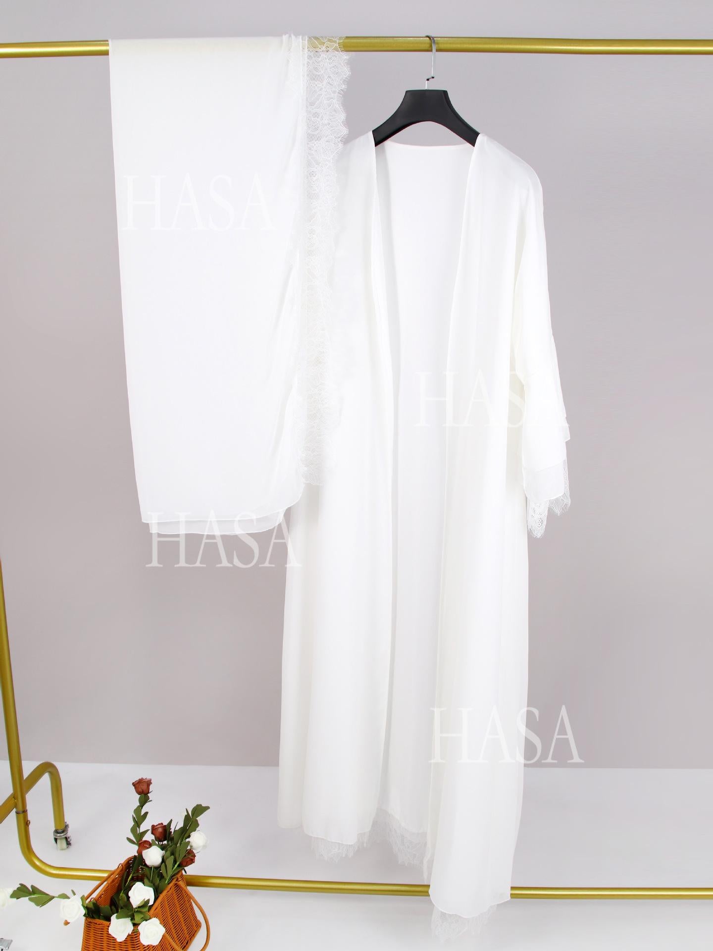 HASA HS6807 Chic Flowing Lace Detail Outerwear