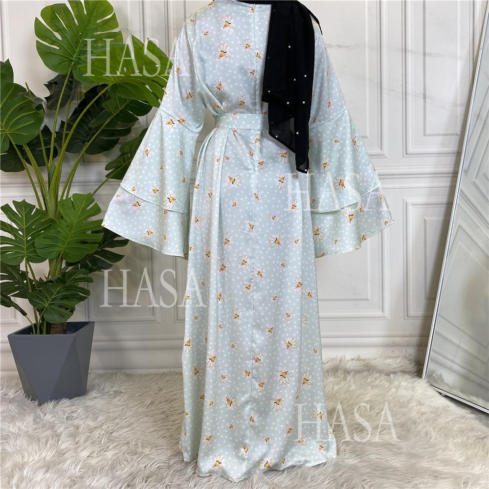 HS6590 Fashionable Printed Loose-fitting Dress with Lace-up Design and Wide Swing