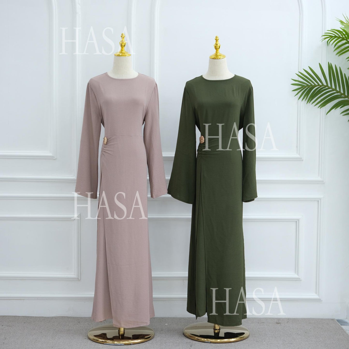 HS6549 Minimalist Abaya with Waist Detail