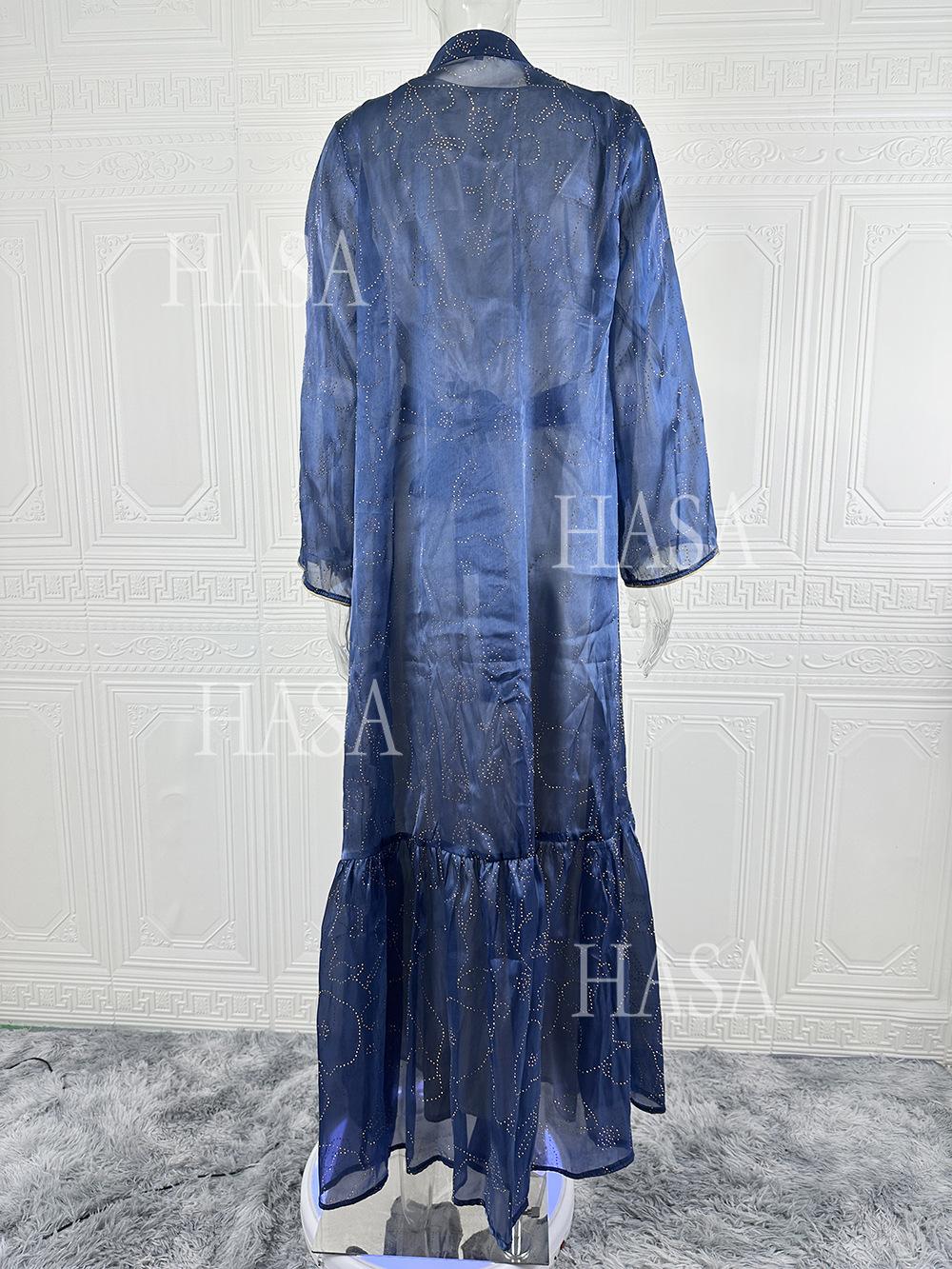 HASA HS6758 Elegant Gold Trim Flowing Maxi Outfit