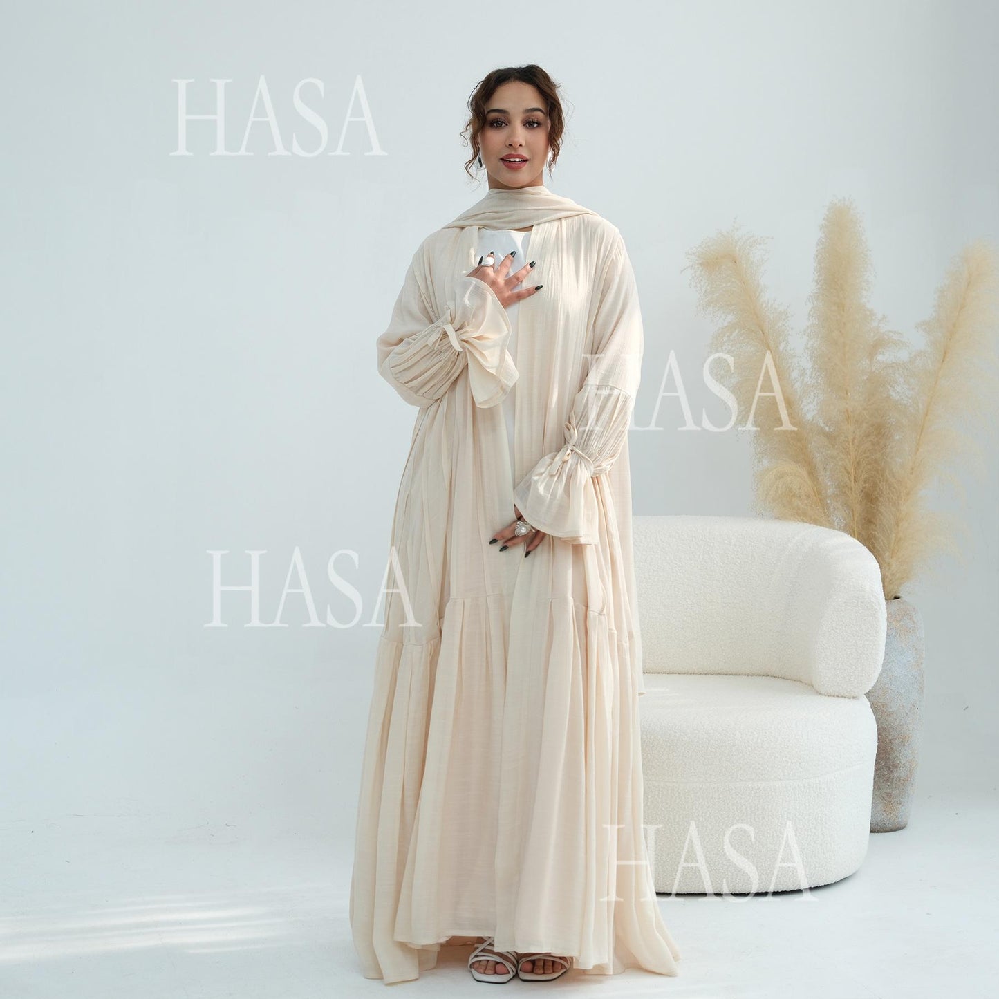 HASA HS6802 Flowy Abaya and Hijab Set You Will Love