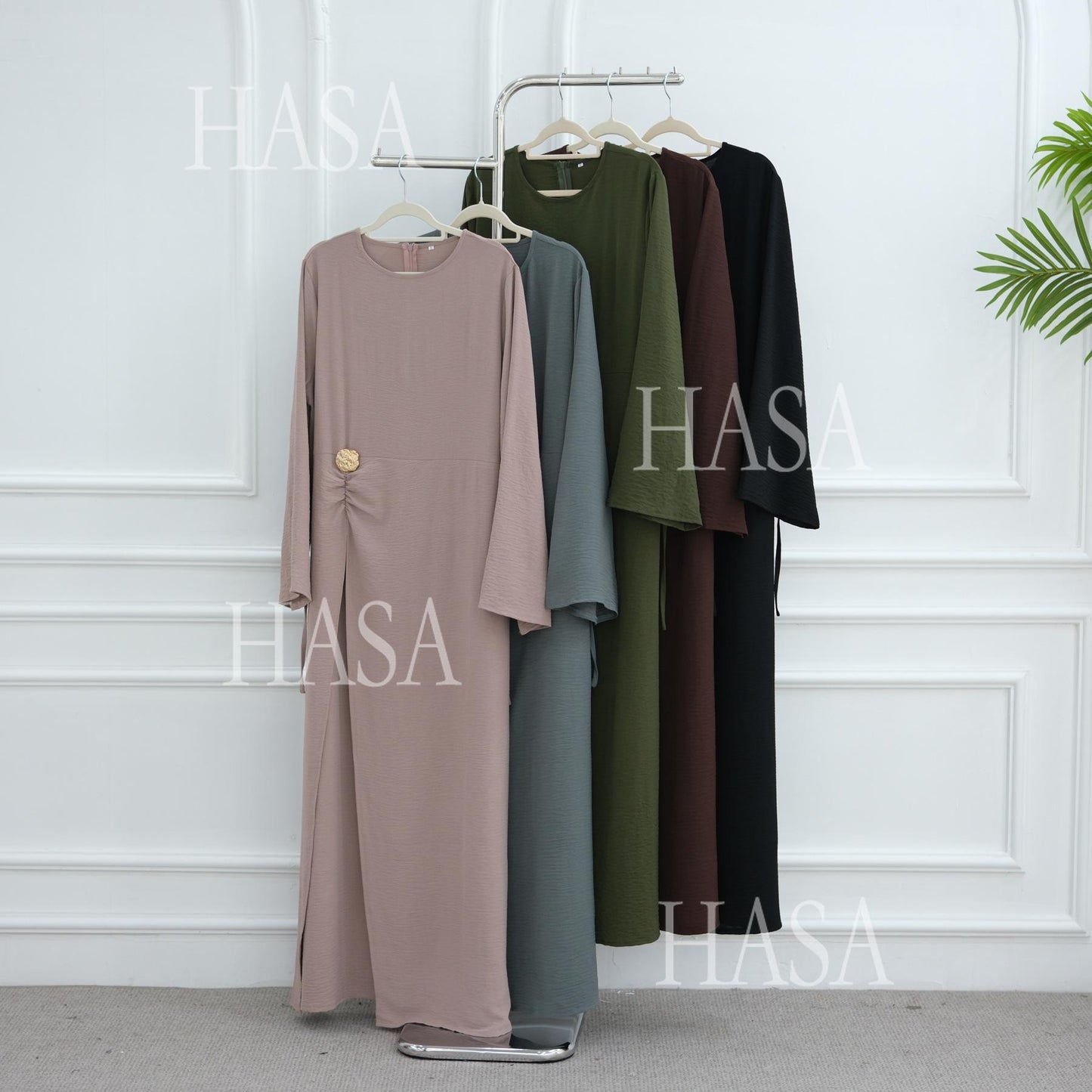 HS6549 Minimalist Abaya with Waist Detail