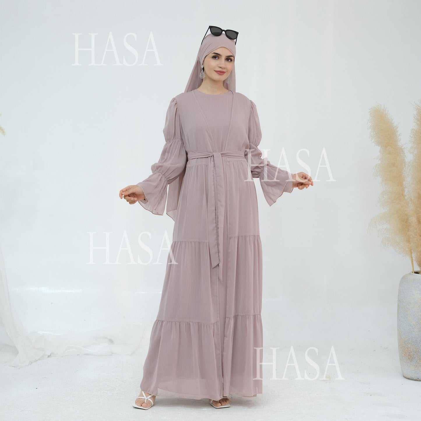 HS5881 Simple Two-piece Suit, A Dress Combination That Combines Comfort and Elegance closed abayas