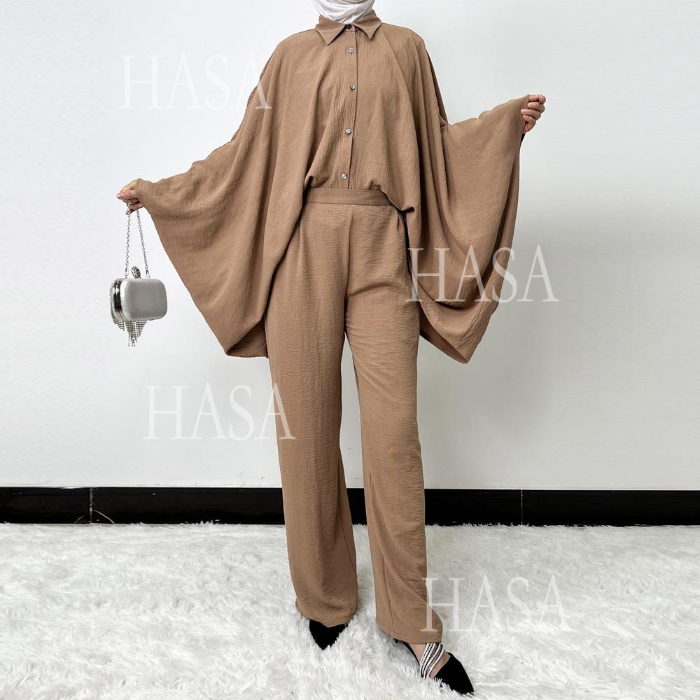 HS5855 High-end Crepe Linen Two-piece Suit (headscarf Not Included), Stylish and Simple, Showing Elegance
