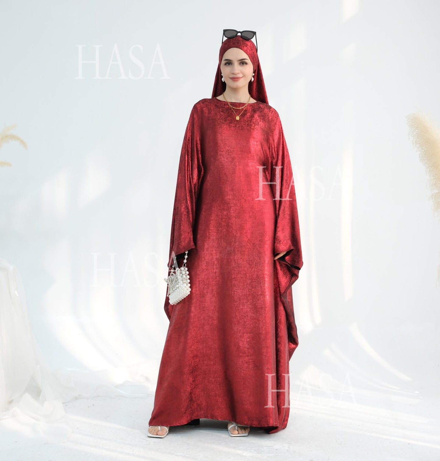HS5879 Light-sensing Two-piece Dress | with Headscarf Design, The Overall Matching Is More Worry-free