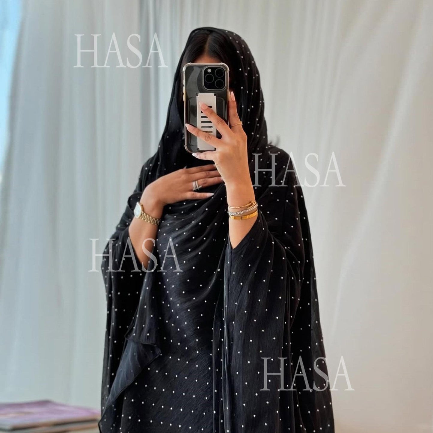 HS6493 Lightweight Ice Flower Ruffle Textured Rhinestone Robe Three-Piece Set