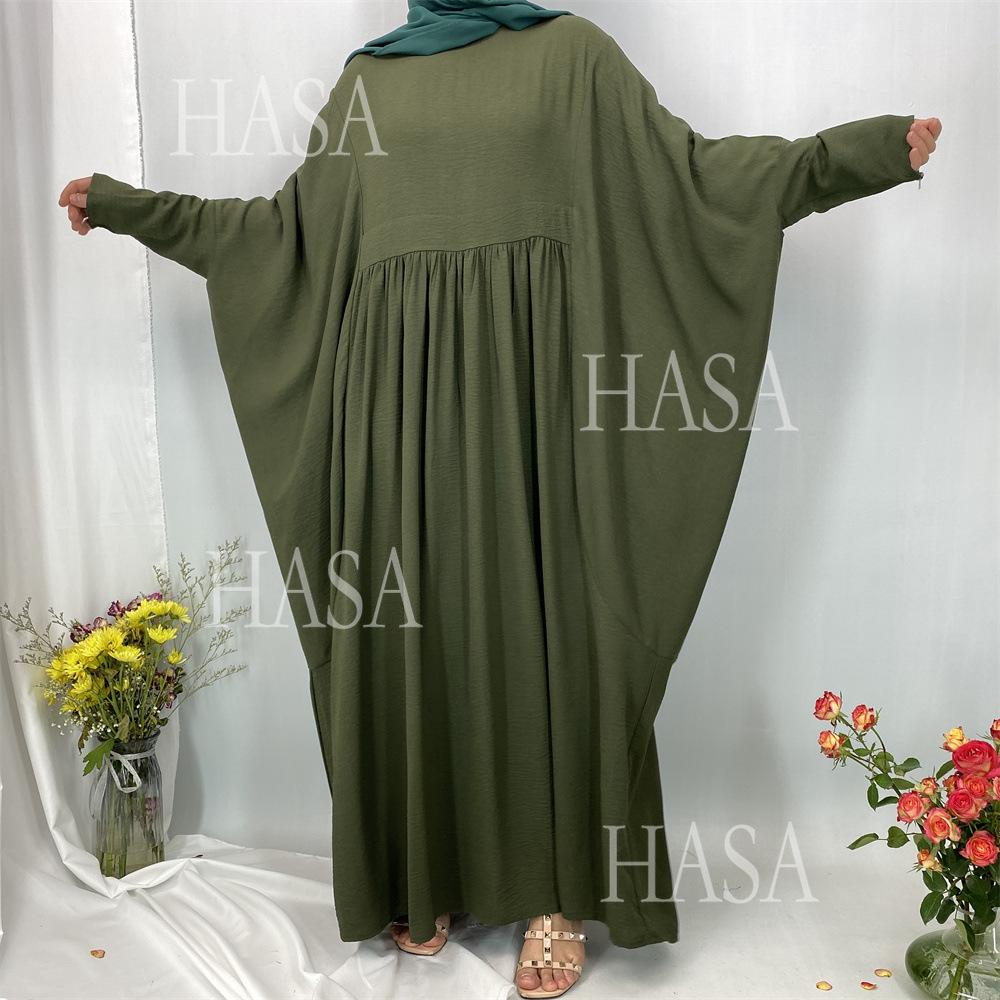 HS6586 Loose Turkish Pleated Dress, Fashionable Long Design